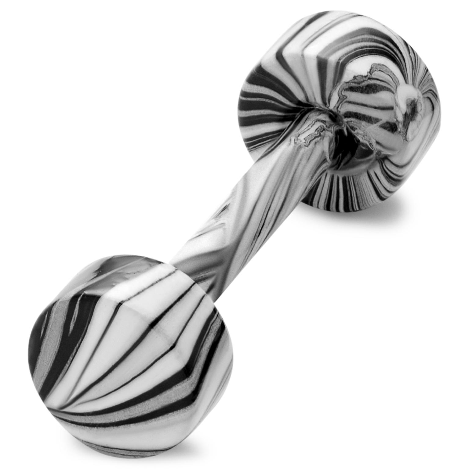 Satago | Cercel 4 mm negru cu alb din oțel inoxidabil plug fals cu șurub Satago | Cercel 4 mm negru cu alb din oțel inoxidabil plug fals cu șurub