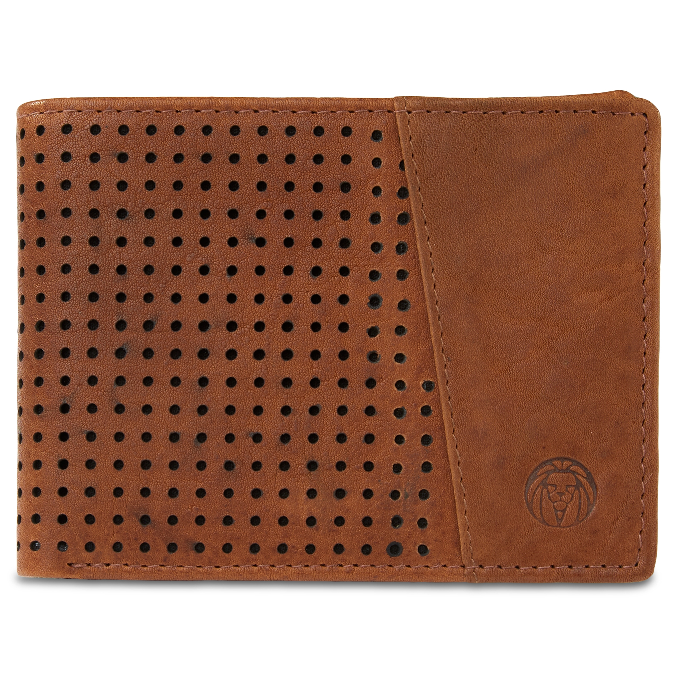 Perforated Tan Cambodia Leather RFID Wallet - 3