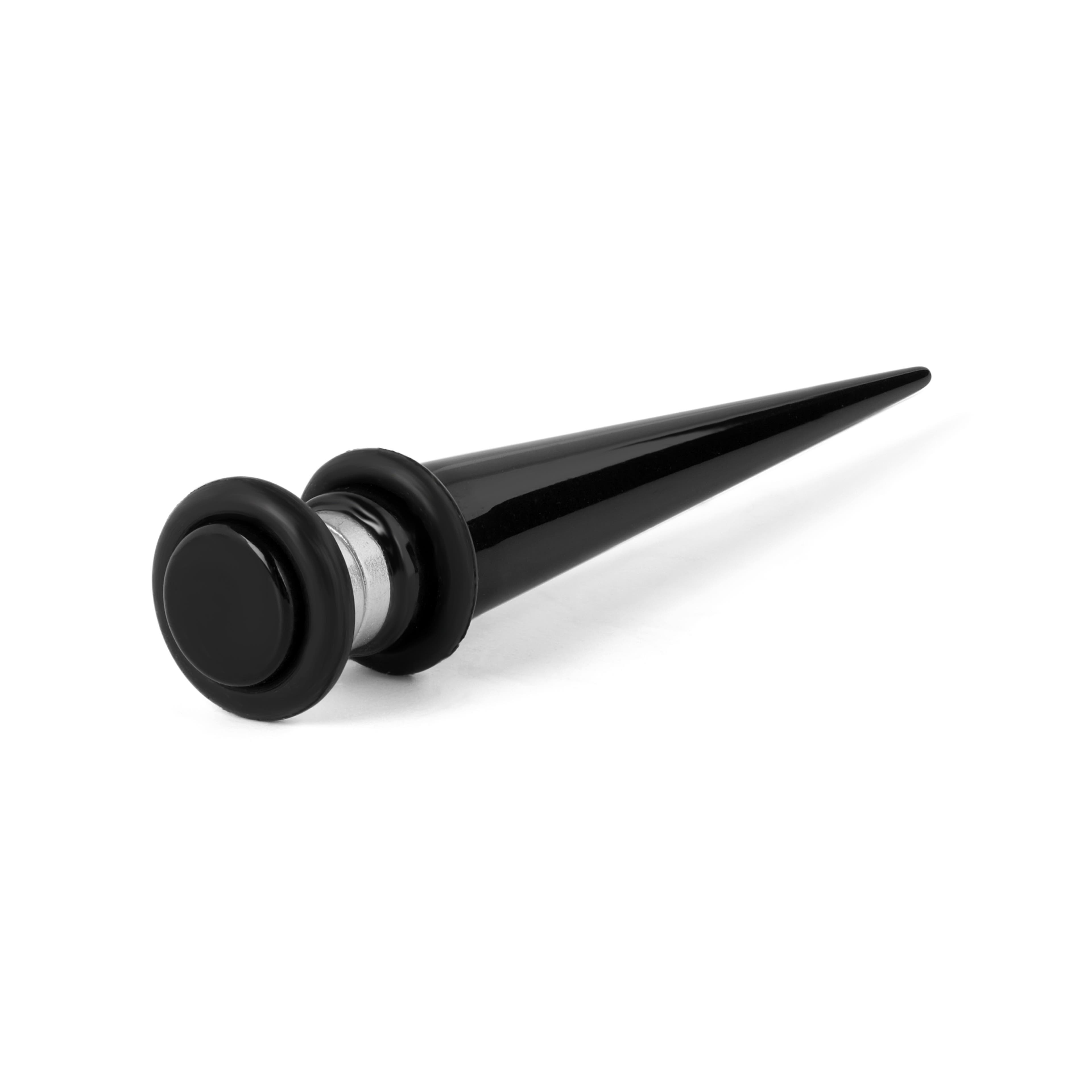 6 mm Black Acrylic & Stainless Steel Magnetic Taper Earring