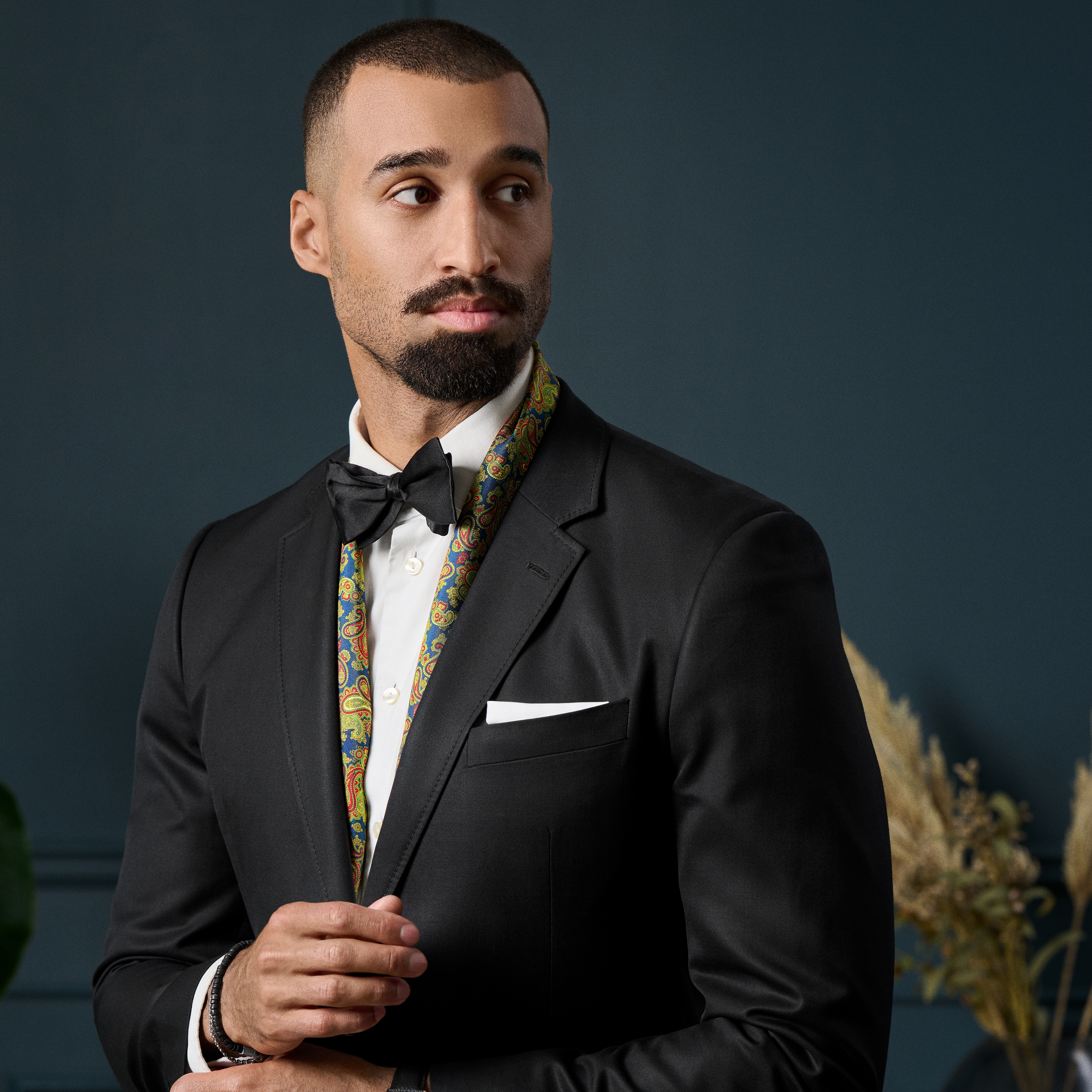 Colourful LIGHT BLUE PAISLEY Pattern Silk Scarf - 4