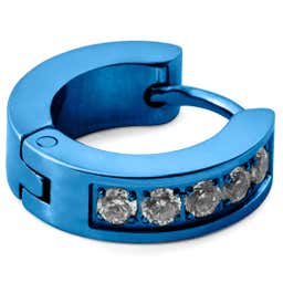 Floyd | Blue Stainless Steel Zirconia Hoop Earring
