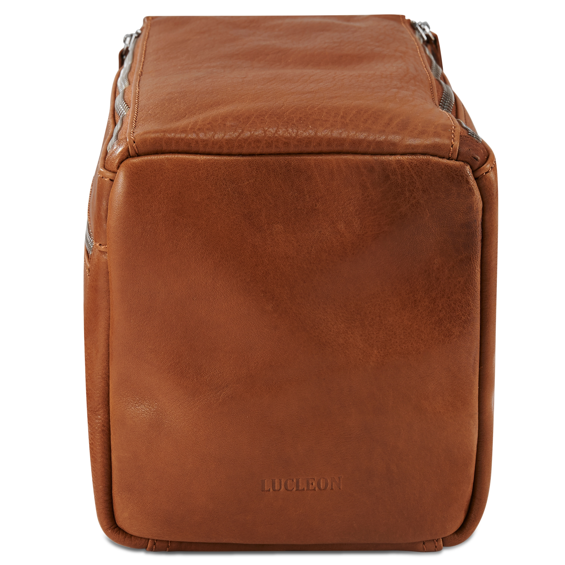 Cambodia XL Tan Leather Wash Bag - 5