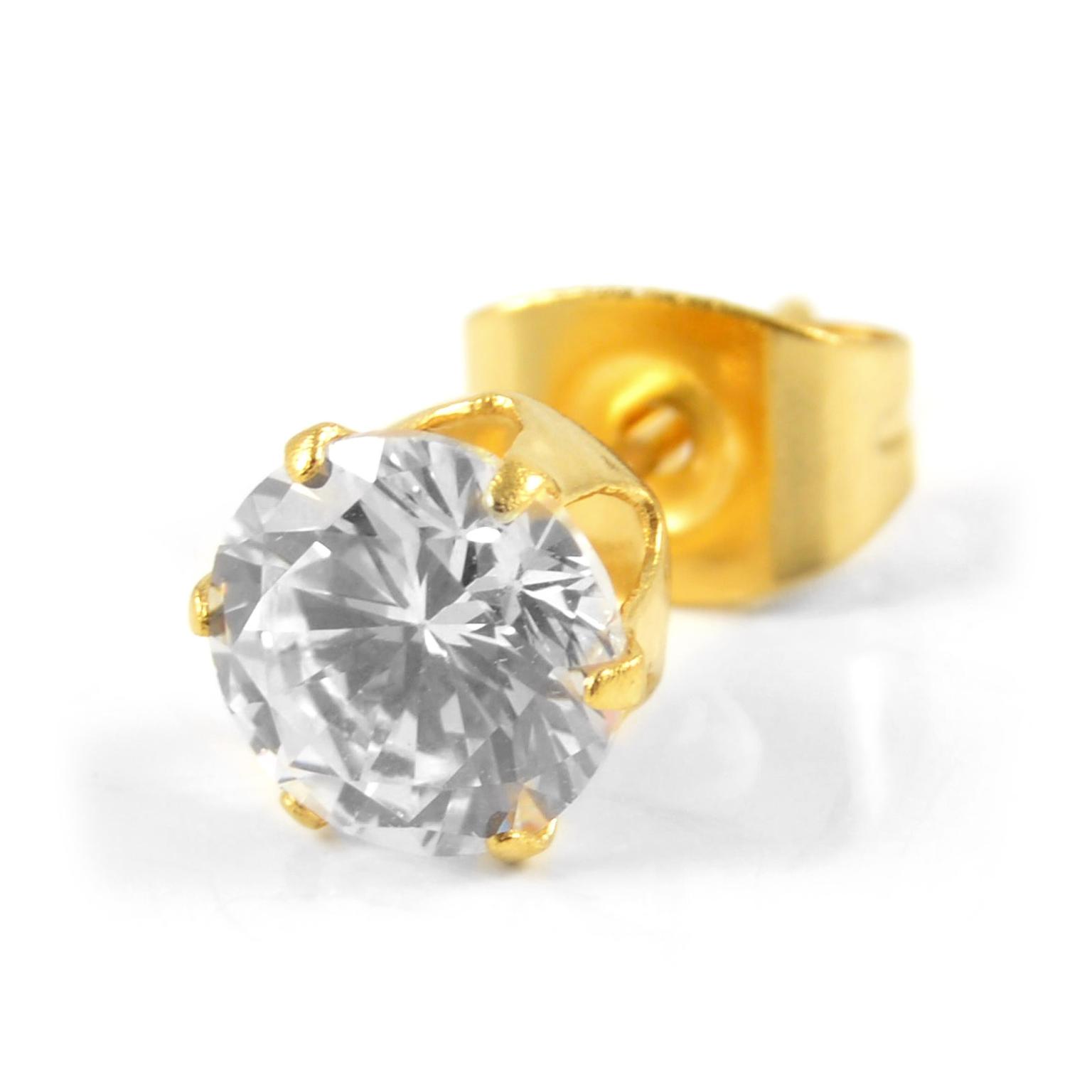Cercel rotund auriu, 8 mm, zirconiu Cercel rotund auriu, 8 mm, zirconiu