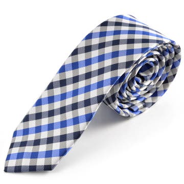 Modro-biela károvaná kravata 