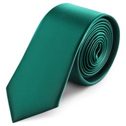 Corbata delgada de Satén Verde Esmeralda de 6 cm