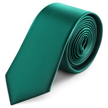 Cravate étroite en satin vert émeraude 6 cm