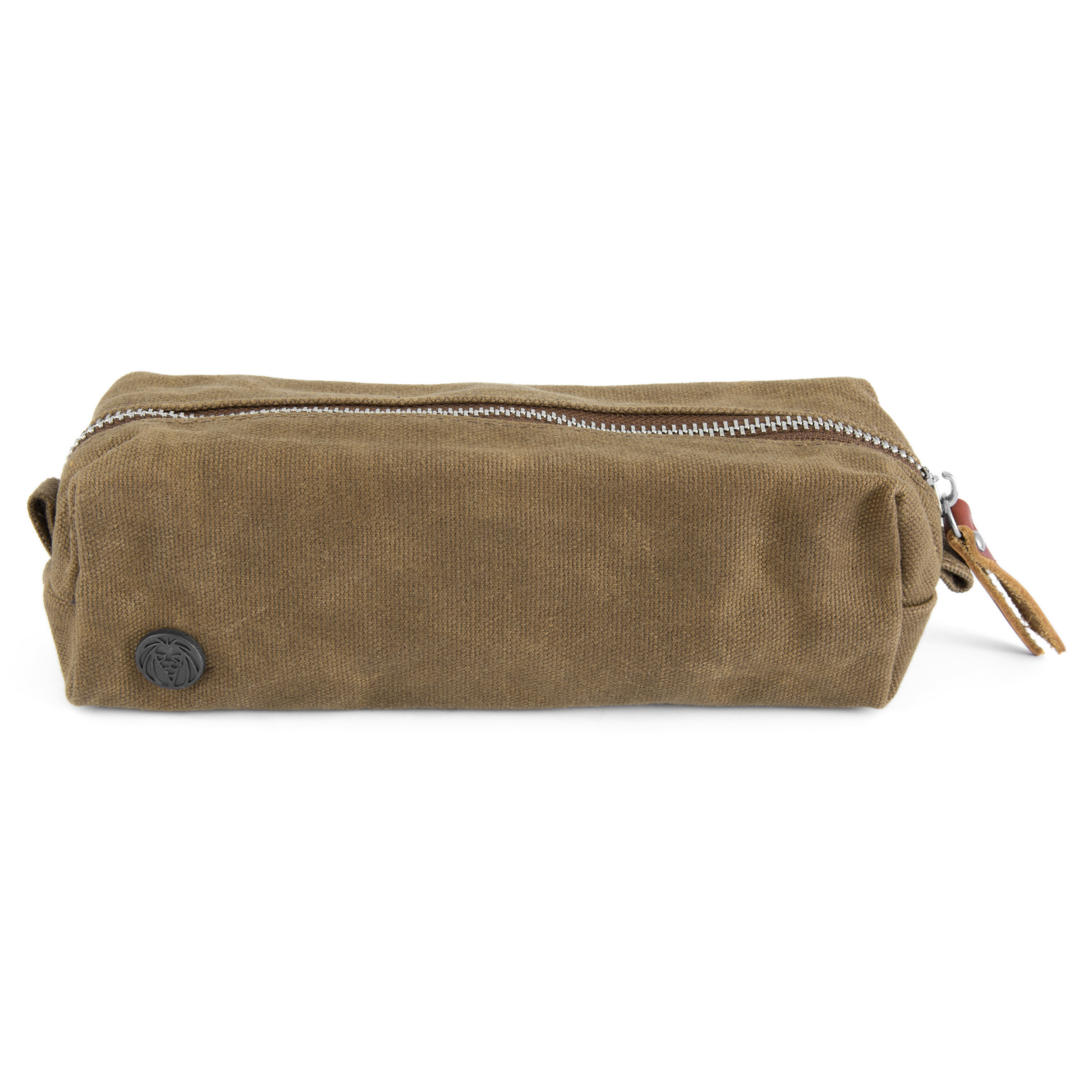 Khakifarvet Mini Voksbehandlet Kanvastoilettaske - 3