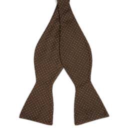 Brown Polka Dot Silk Self-Tie Bow Tie - 1 - primary thumbnail small_image gallery