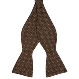 Brown Polka Dot Silk Self-Tie Bow Tie