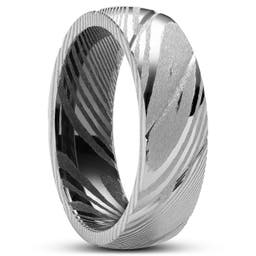 Fortis | ezüst tónusú és fegyverszürke damaszkuszi acél gyűrű - 7 mm
