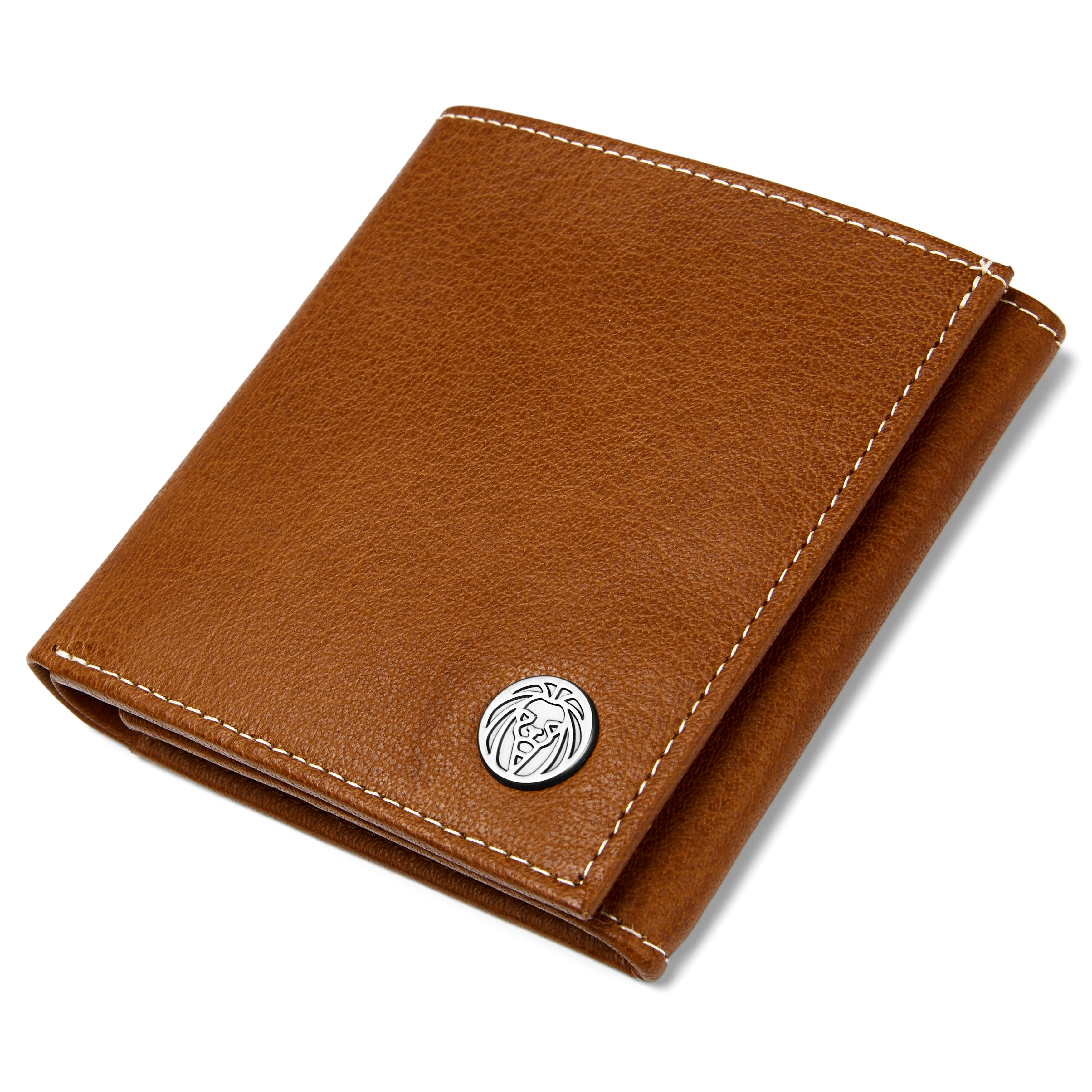 Cartera de cuero sencilla canela Oxford  - 4