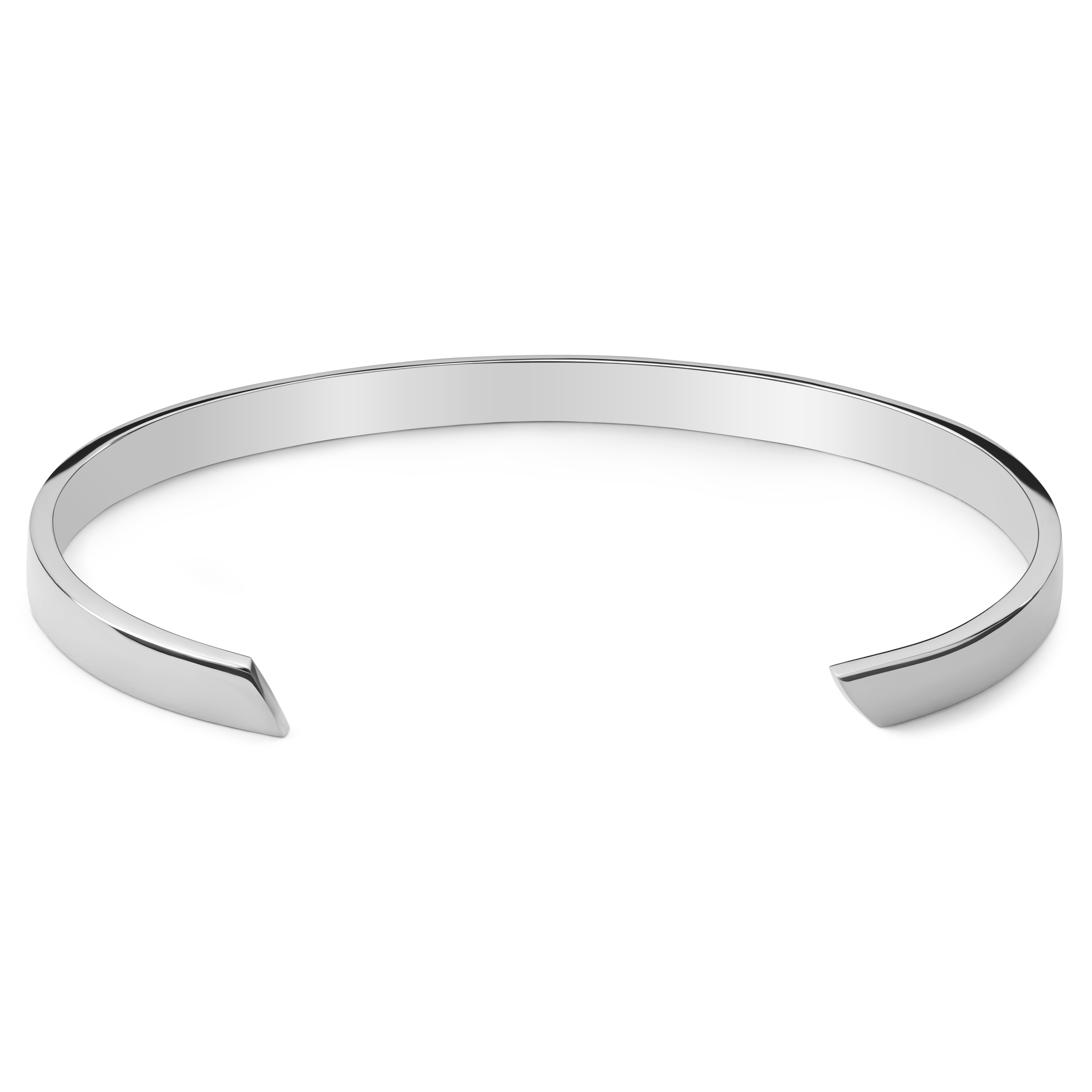 Brazalete ajustable de plata de ley chapado en rodio pulida de 5 mm - 2