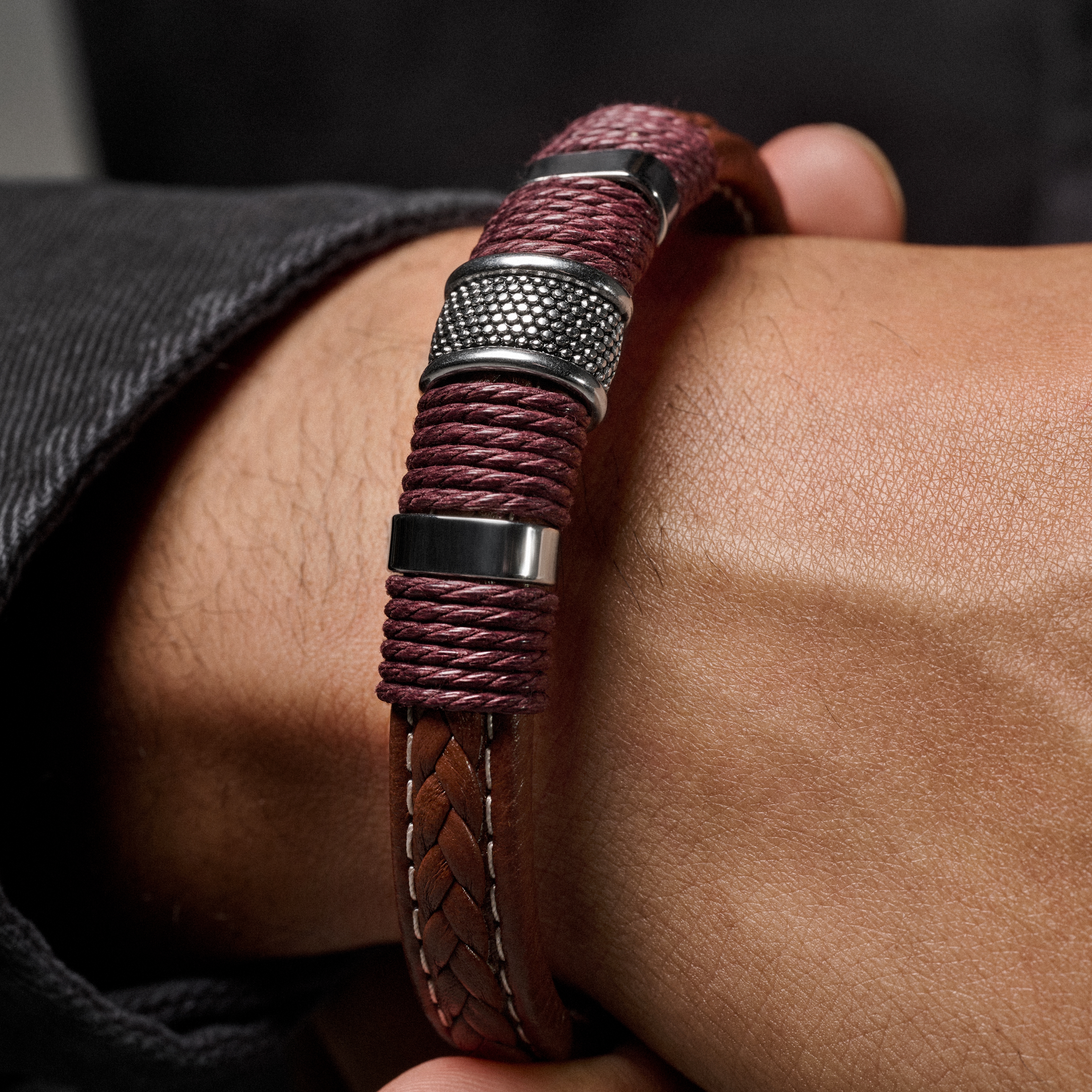 Icon | Brown Leather and Stainless Steel Bracelet - 2