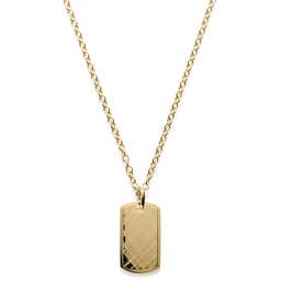 Gold-Tone With Scratch Dog Tag Cable Chain Necklace