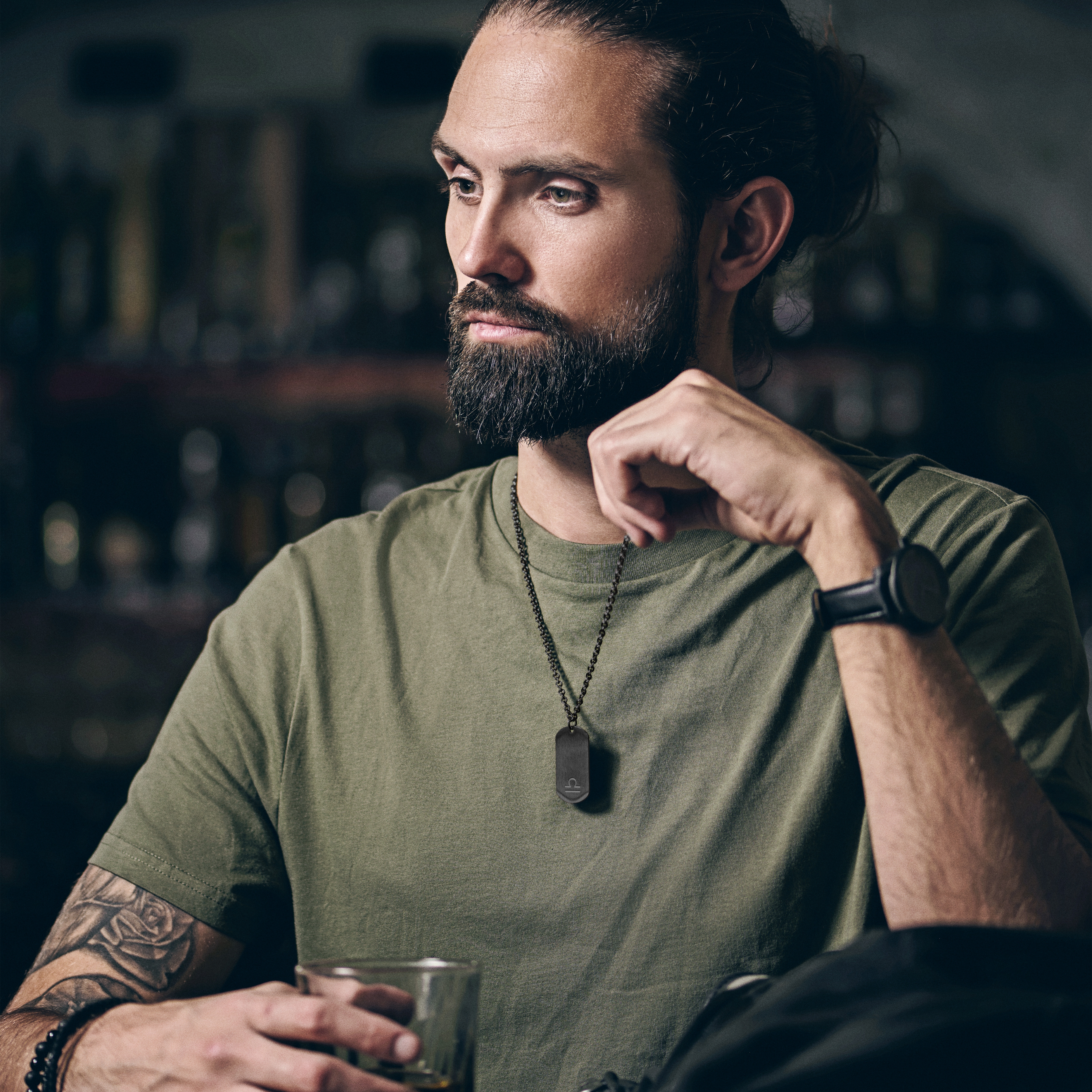 Collar del signo del zodiaco de acero gris Libra - 4