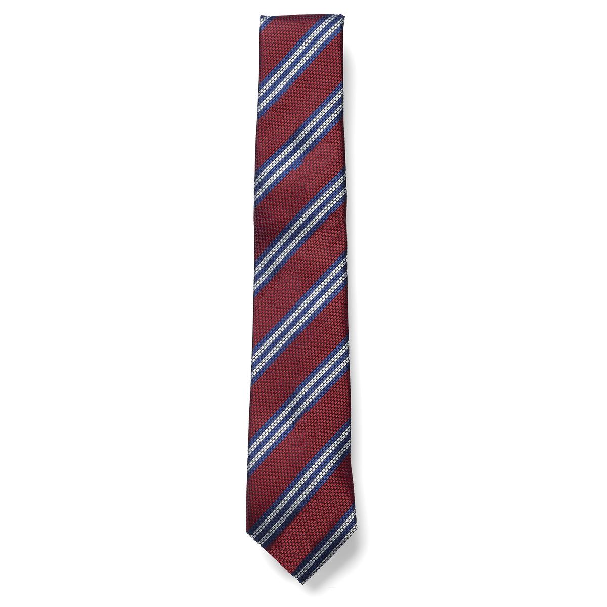 Cravatta blu a righe rosse e cravattino seta made in italy 5 7 8 Cravatta blu a righe rosse e cravattino seta made in italy 5 7 8