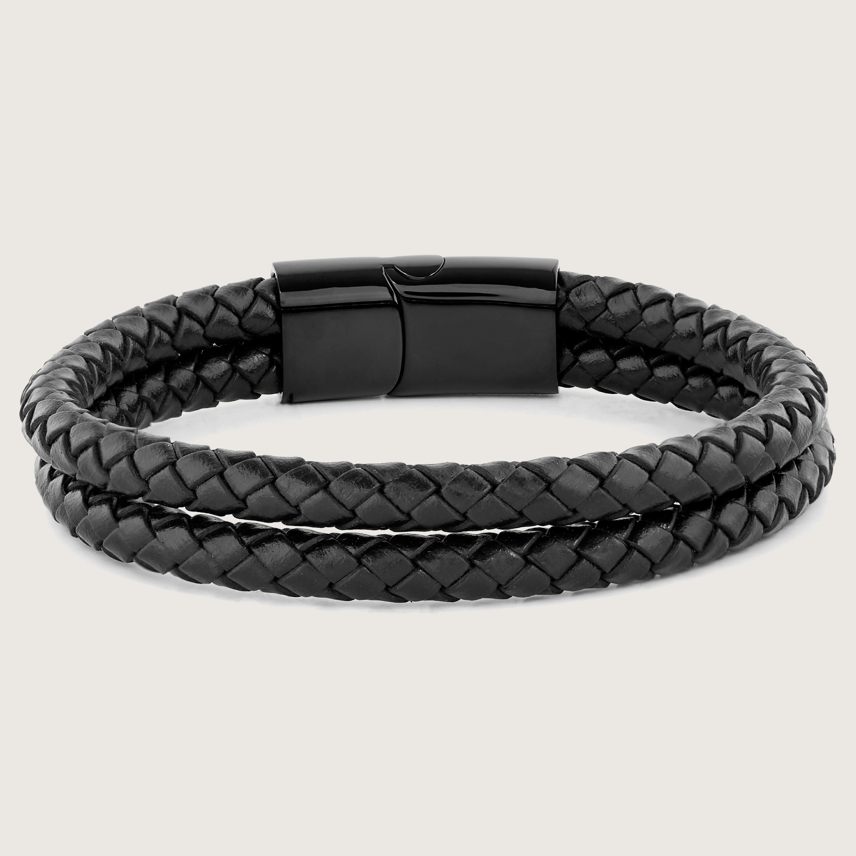 Black Braided Leather Rope Double Bracelet | In stock! | Fort Tempus