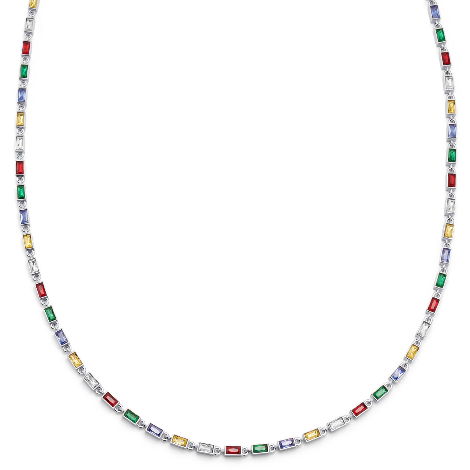Facet | Multicoloured Silver-Tone Crystal Glass Gemstone Necklace Facet | Multicoloured Silver-Tone Crystal Glass Gemstone Necklace