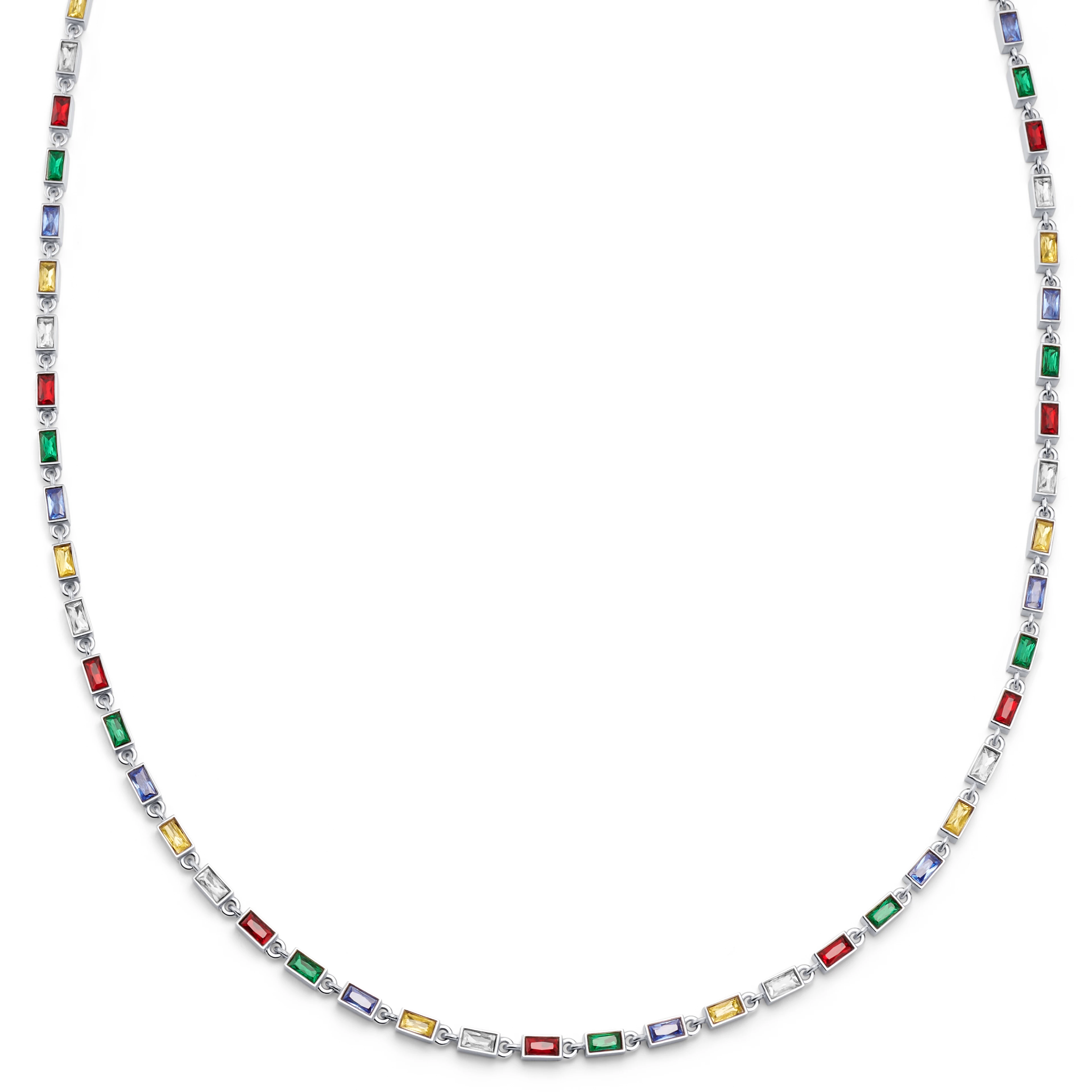 Facet | Collier argenté avec pierres en cristal multicolore Facet | Collier argenté avec pierres en cristal multicolore