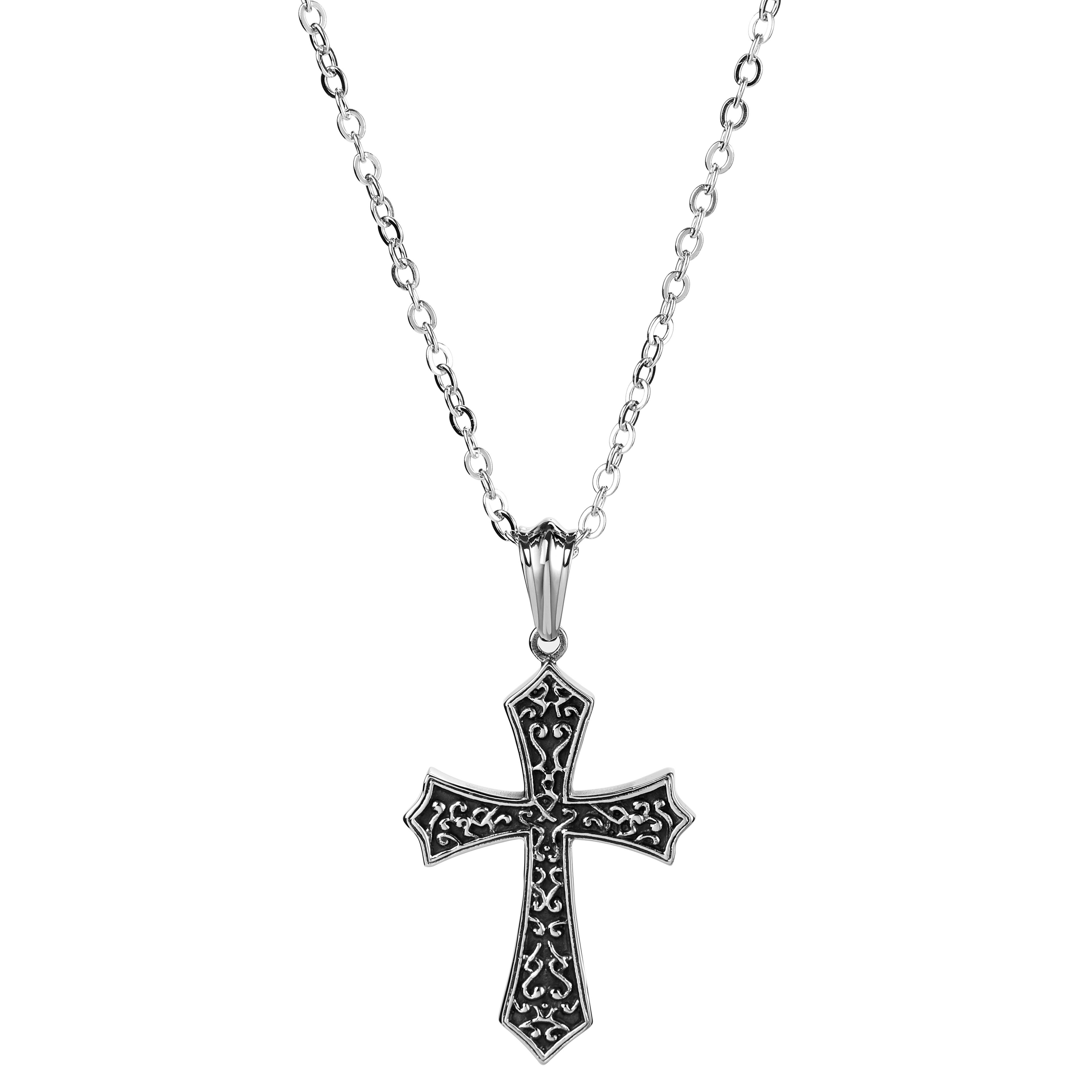 Reversible Stainless Steel Cross Necklace