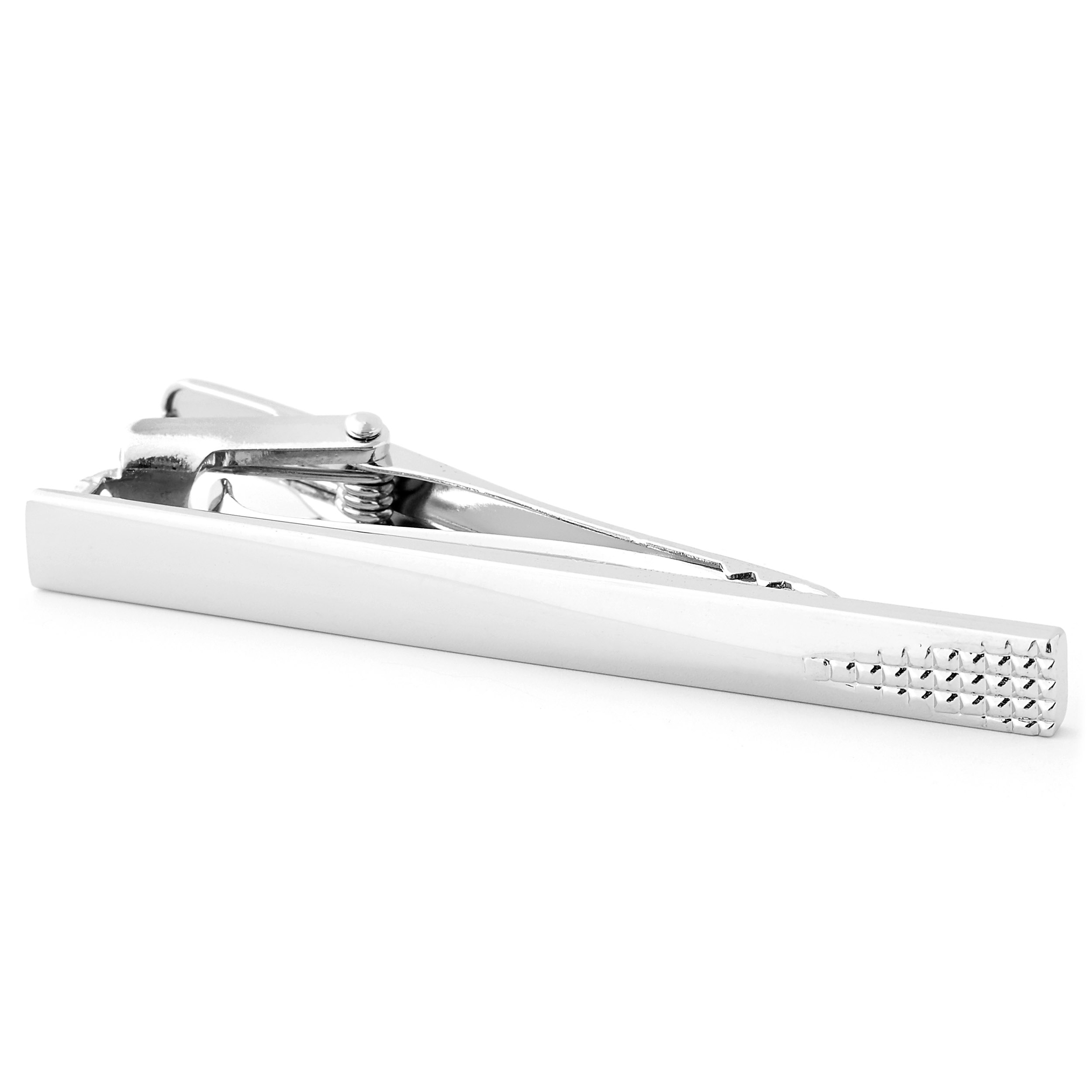 Silberfarbenes "Fading Diamond" Set aus Manschettenknöpfen und Krawattenklammer - 3