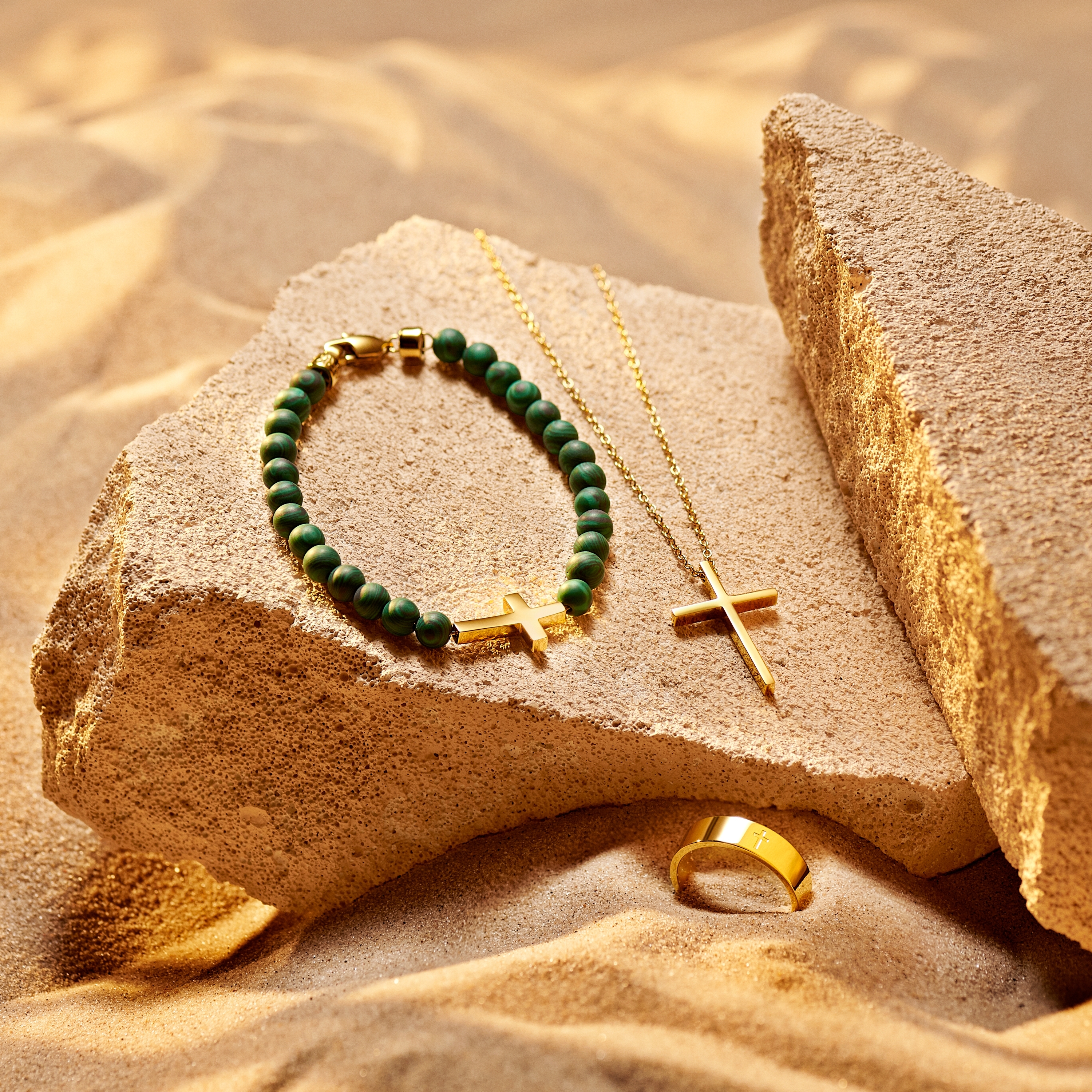 Unity | Bracciale con croce in Malachite - 3