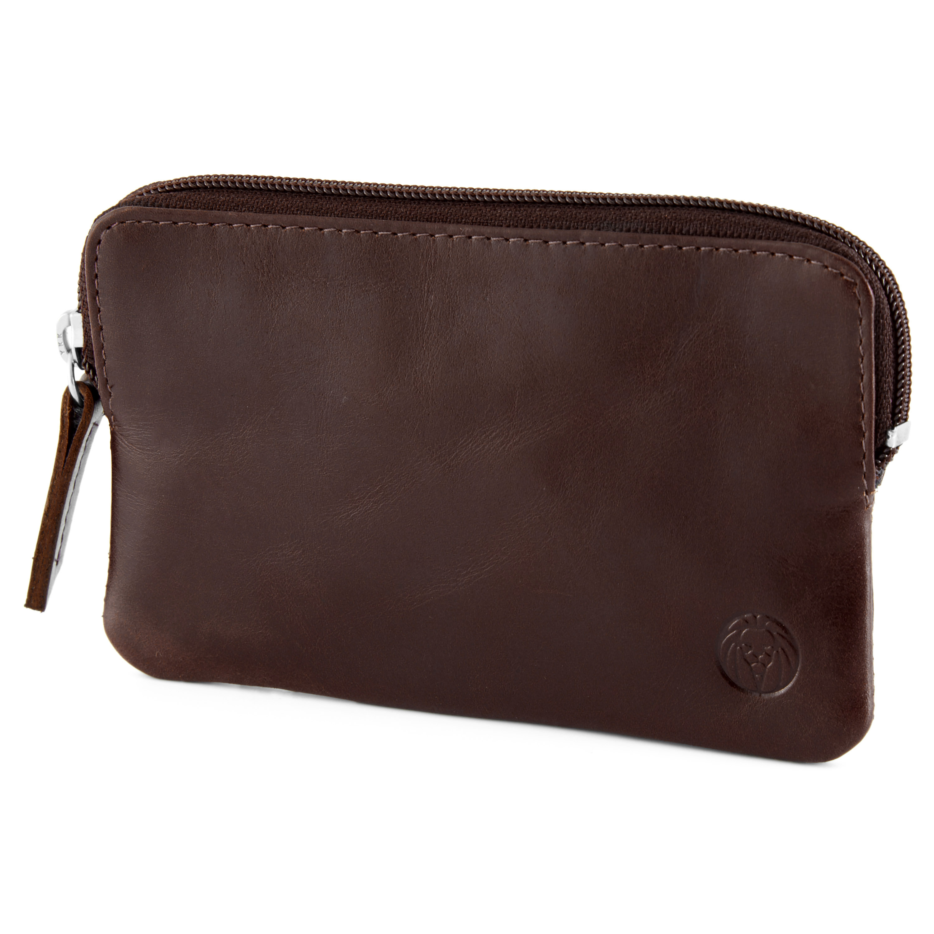 Dunkelbraune Jasper Leder Geldbörse Mit Reißverschluss - 5