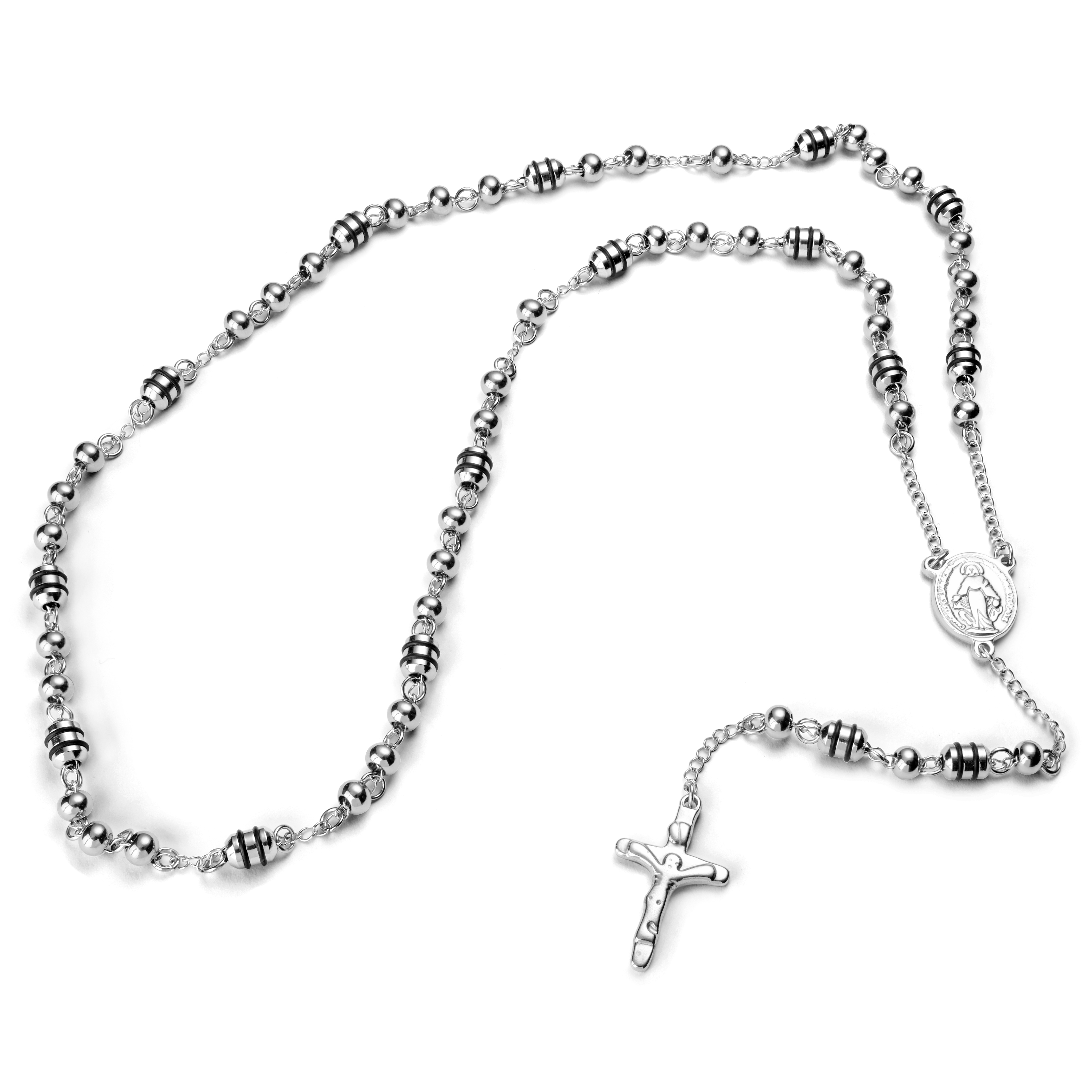 Hopeanvärinen ja musta rukousnauha-kaulakoru - 1