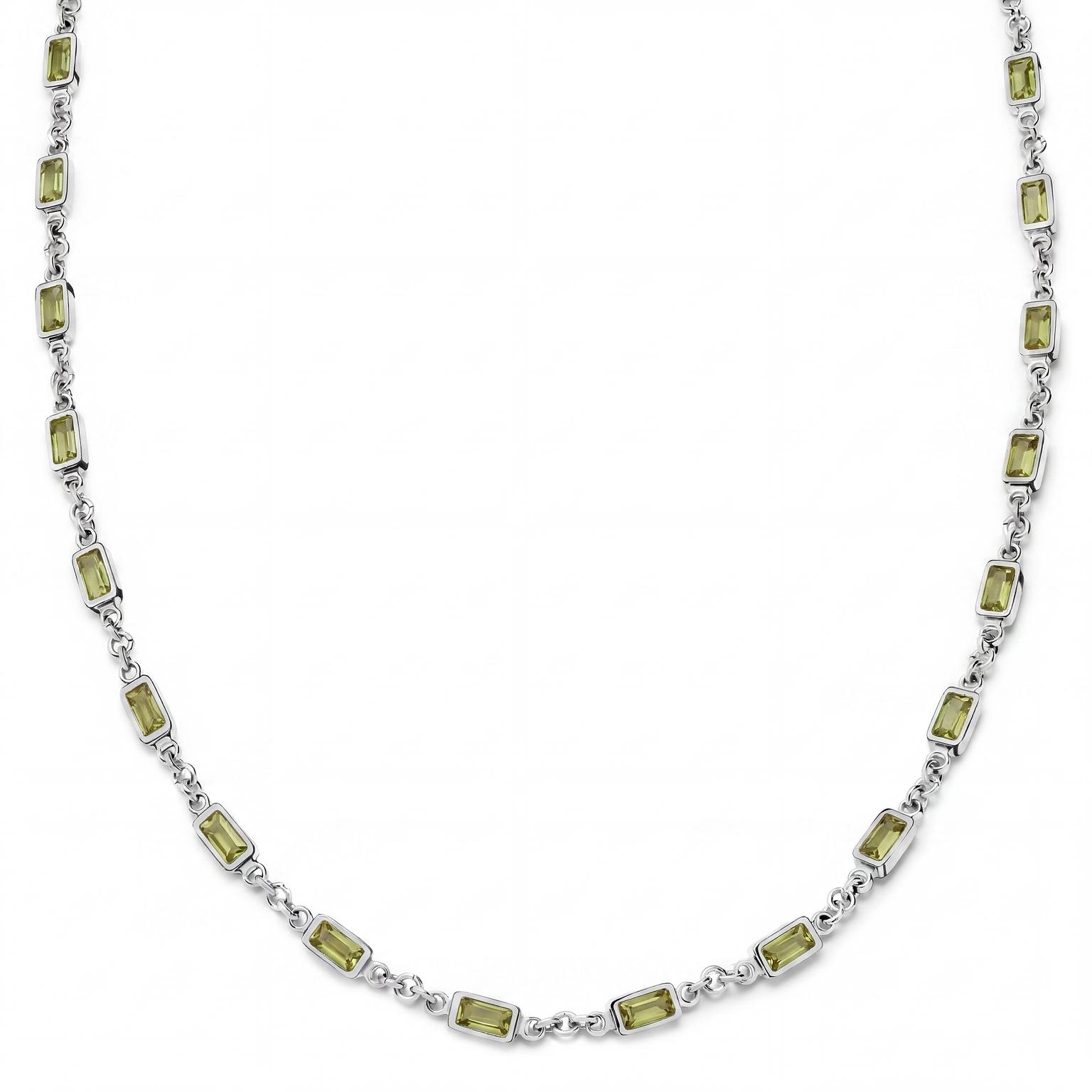 Prism | Collar plateado con piedras de cristal verde lima Prism | Collar plateado con piedras de cristal verde lima