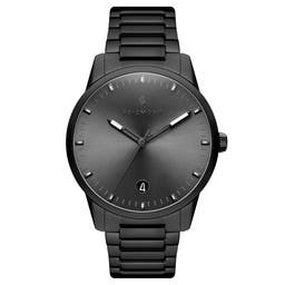 Yves | Czarny jednokolorowy zegarek ze stali nierdzewnej