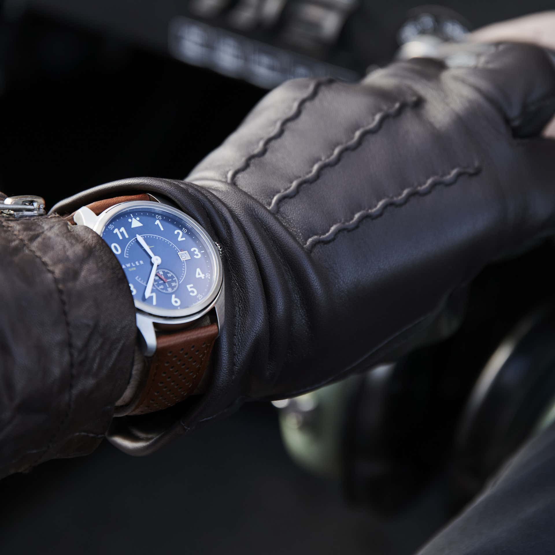 Aviator | Silver-Tone Aviator Watch With Blue Dial, White Numbers, Arms ...