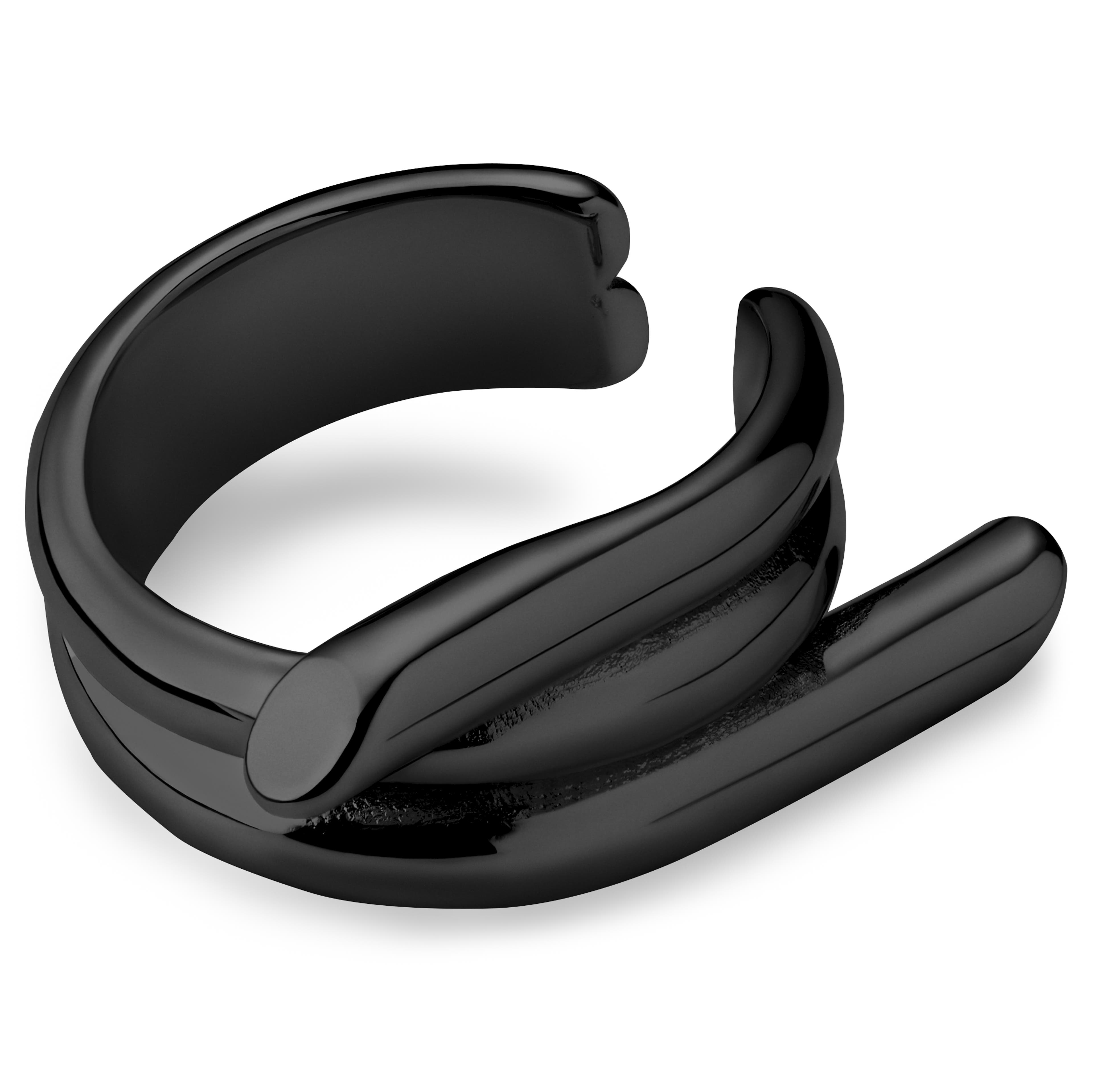 Helix | Cercel negru cu prindere tip cuff model sârmă ghimpată, de 8,6 mm