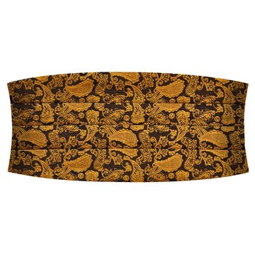 Gold & Brown Paisley Pattern Silk Cummerbund Gold & Brown Paisley Pattern Silk Cummerbund
