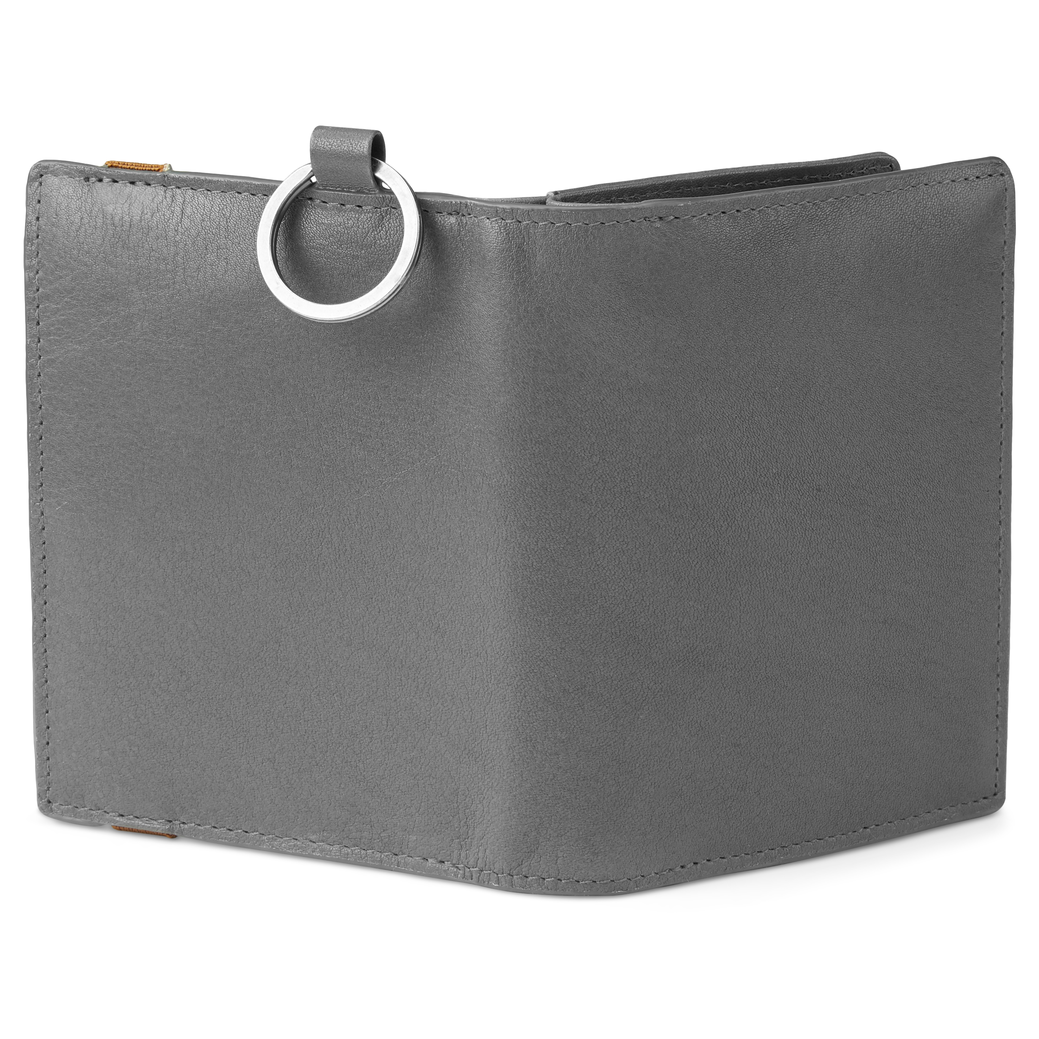 Lonnie Grey Leather RFID-Blocking Wallet with Keyring  - 6