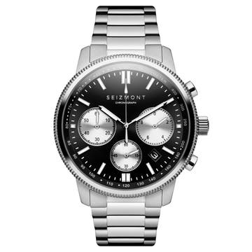 Chronum | Zilverkleurig en Zwart Chronograaf Horloge van Roestvrij Staal