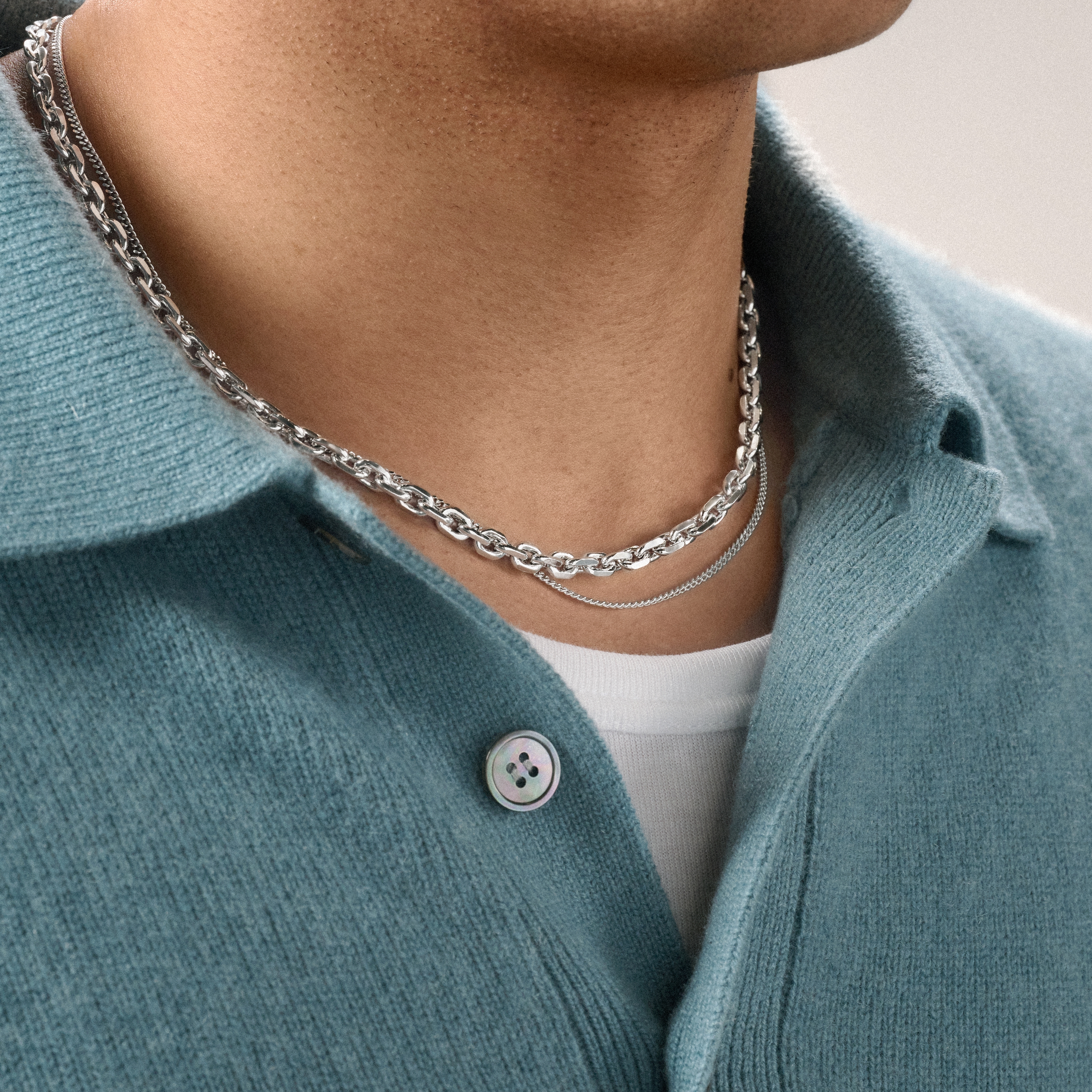 Argentia | 925s | Collier à chaîne en argent sterling plaqué rhodium de 6 mm - 5