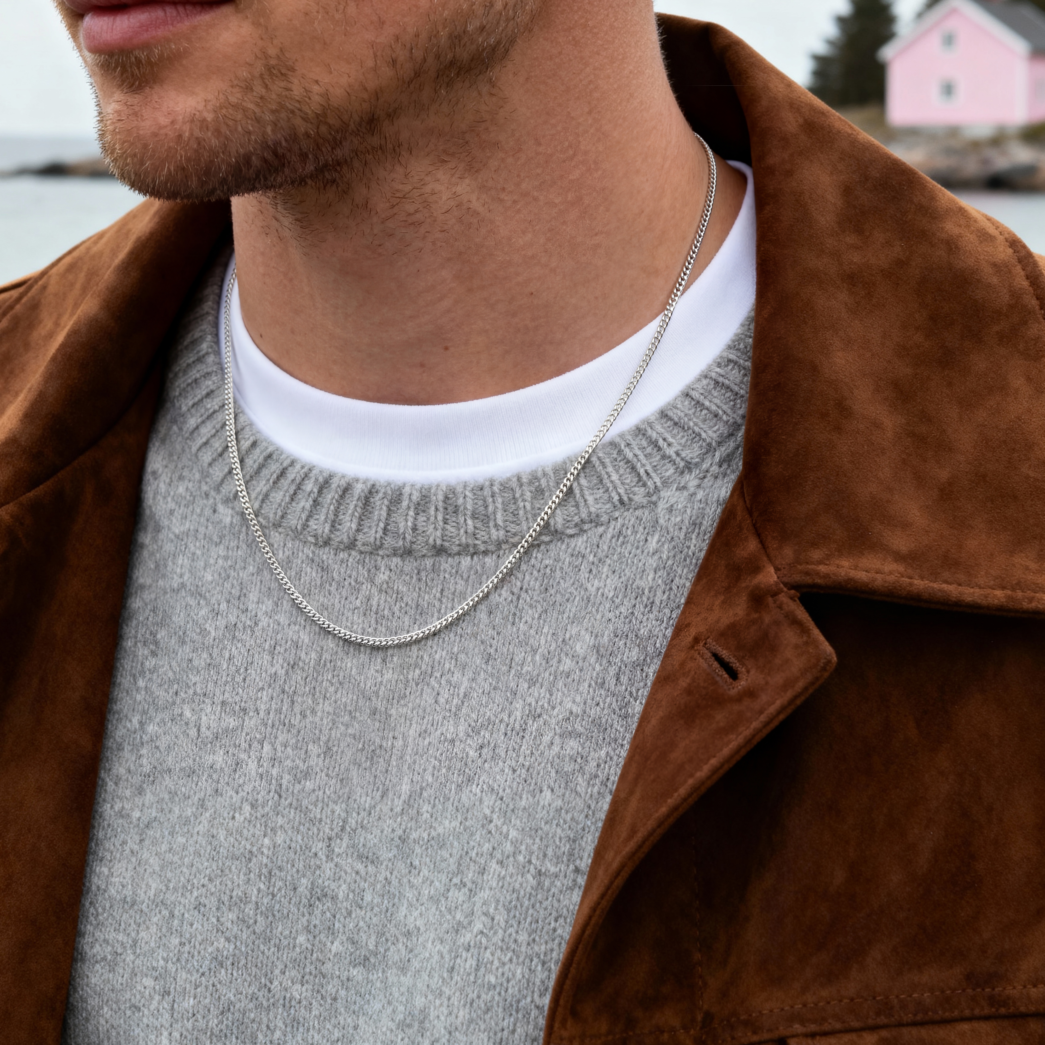 Chaîne argentée à mailles de 2 mm - 4