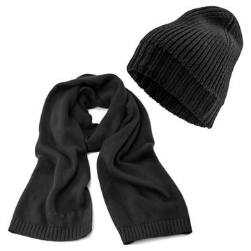 Franky Black Urban Scarf & Keenan Black Merino Kane Beanie Franky Black Urban Scarf & Keenan Black Merino Kane Beanie