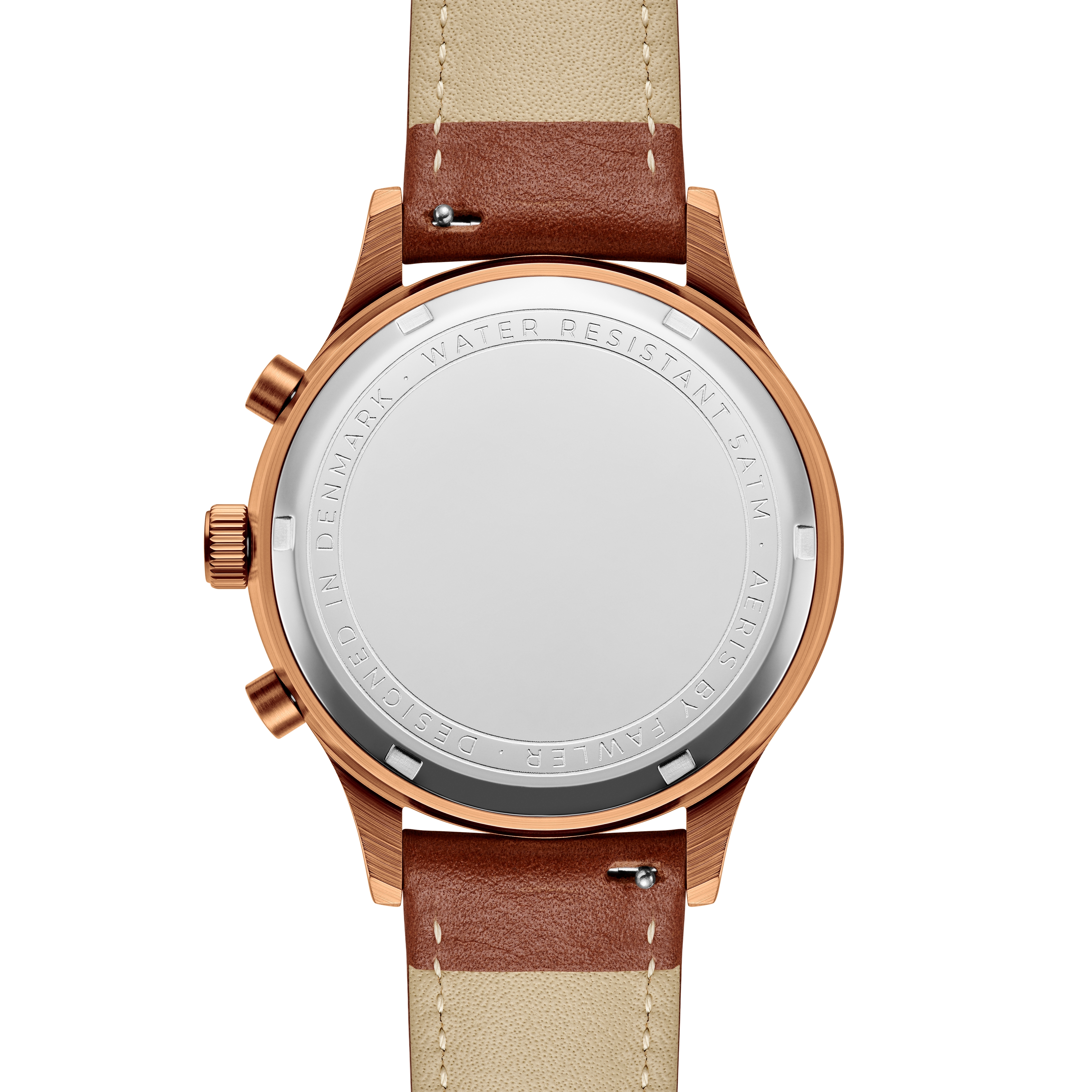 Aeris | Brown Brass Chronograph Watch with Green Dial - 4