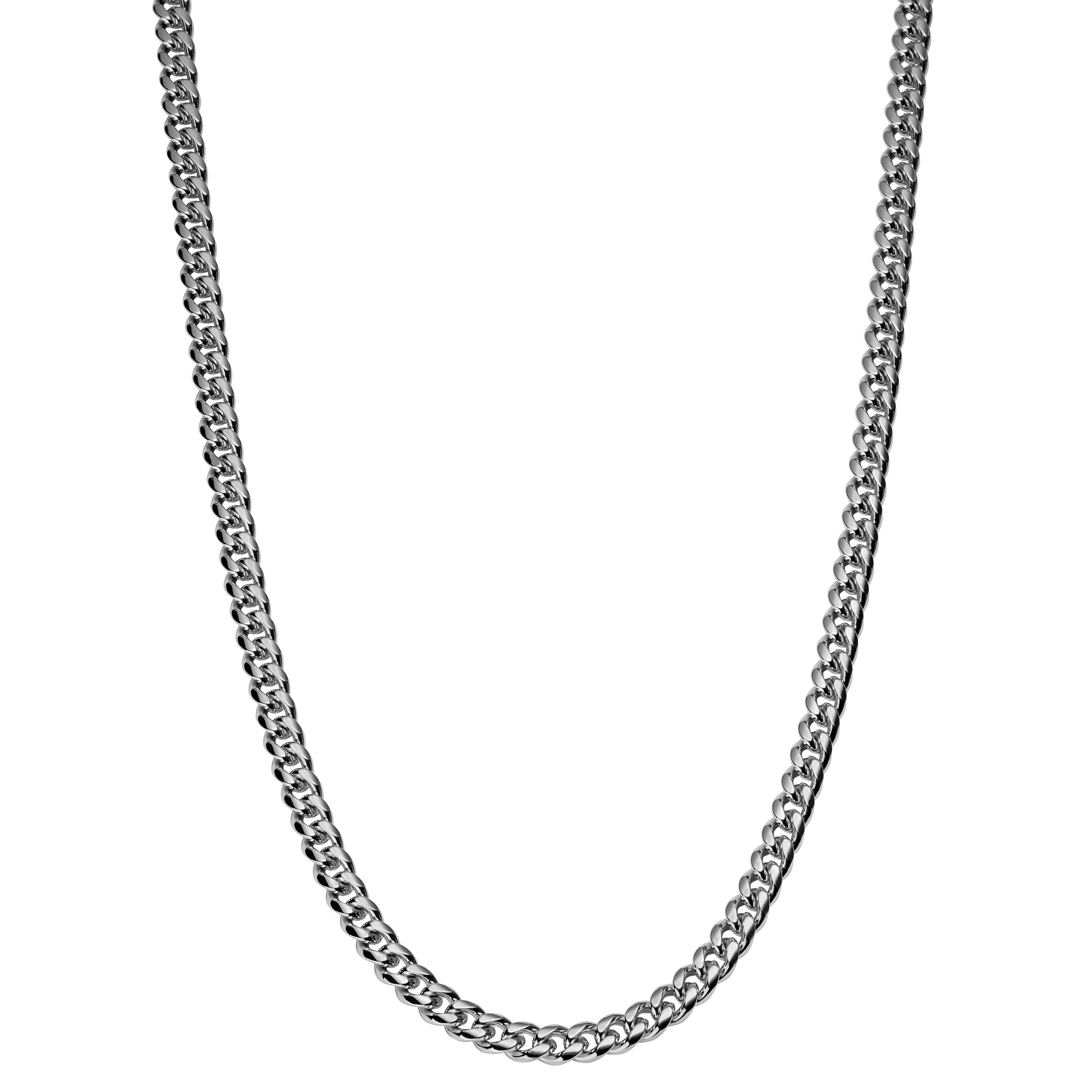 6 mm Silver-Tone Stainless Steel Cuban Chain Necklace