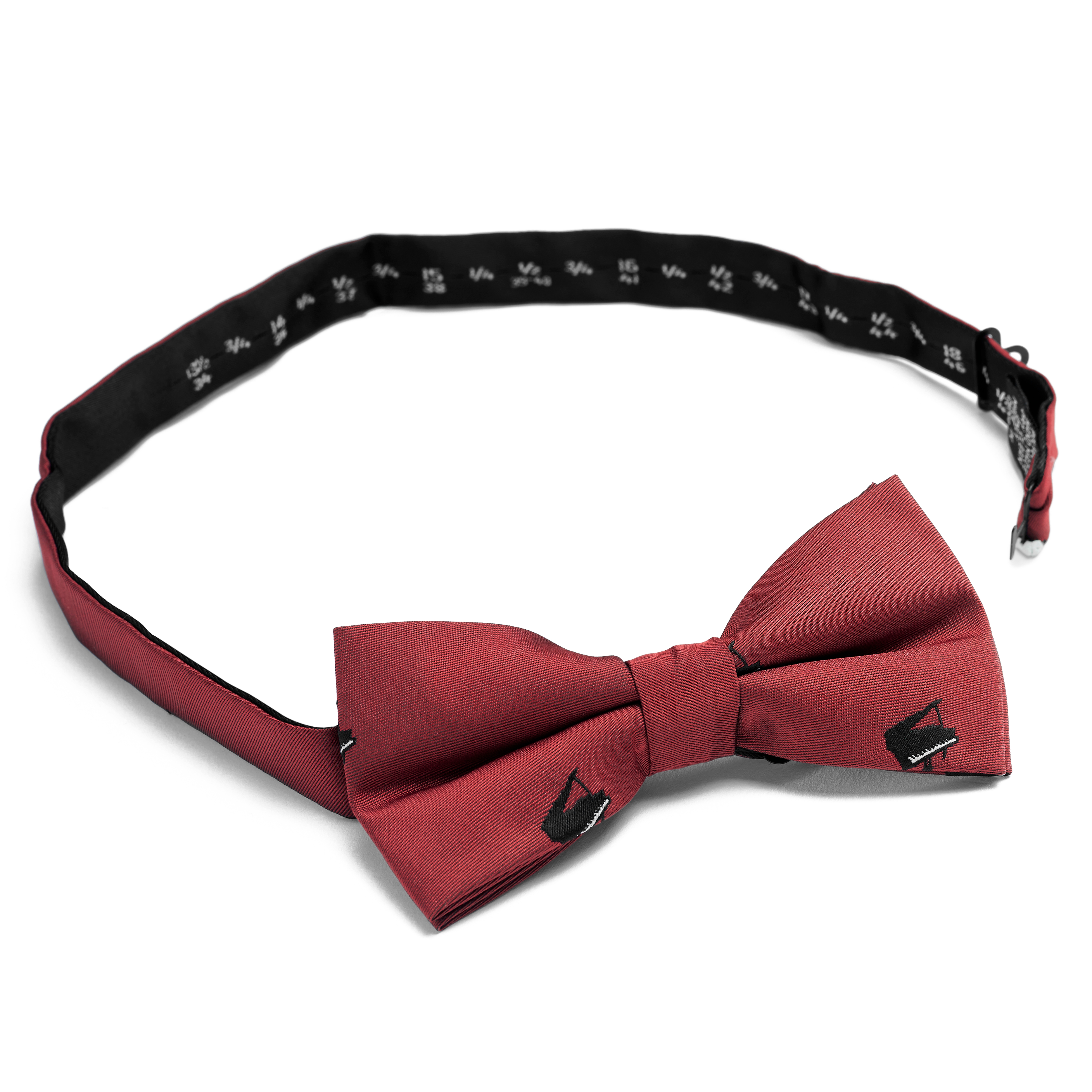 Papillon pre-annodato bordeaux con pianoforti - 2