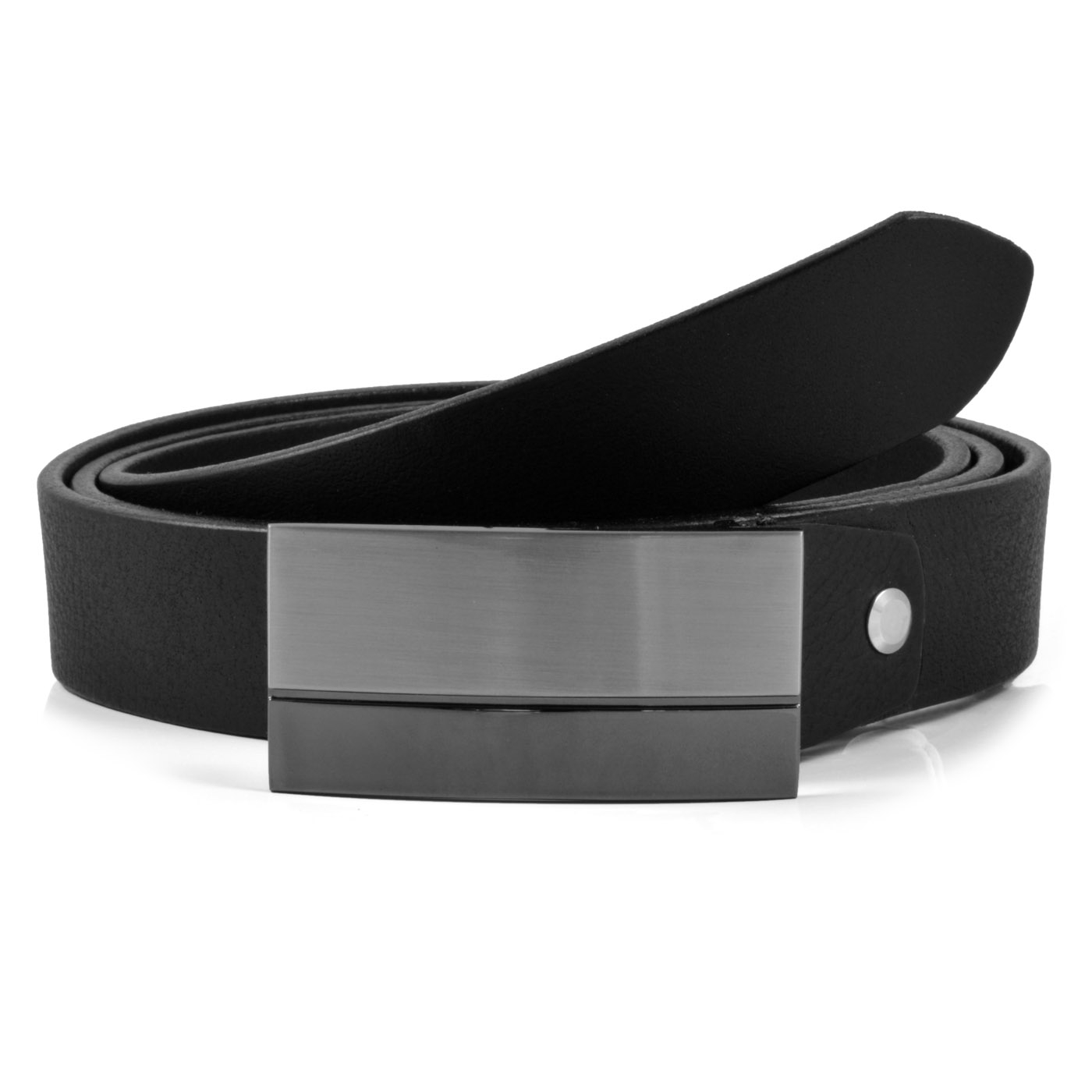 Ledergürtel mit zweifarbiger Metallschnalle - 1