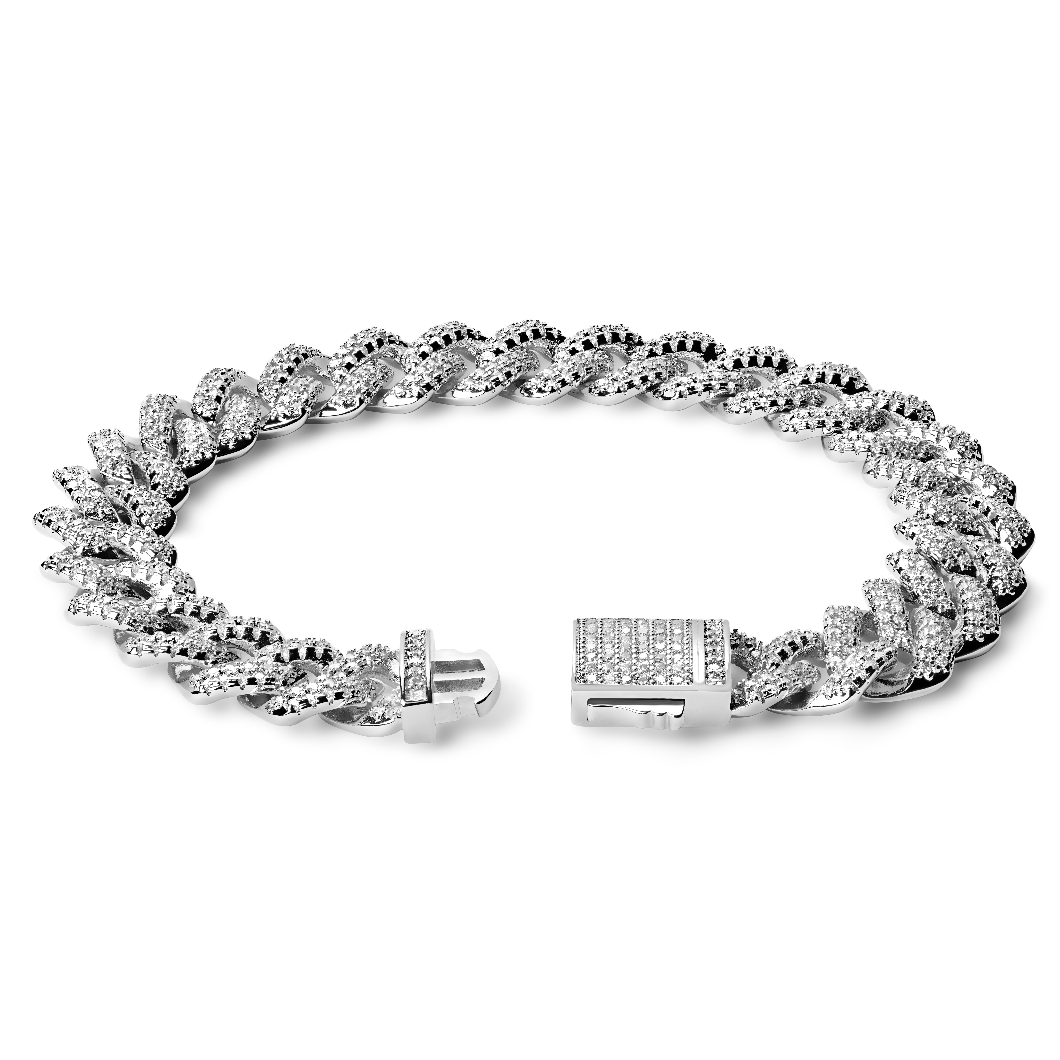 Nicos | silberfarbenes Diamant-Armband - Zackengliederkette mit Zirkonia  - 2