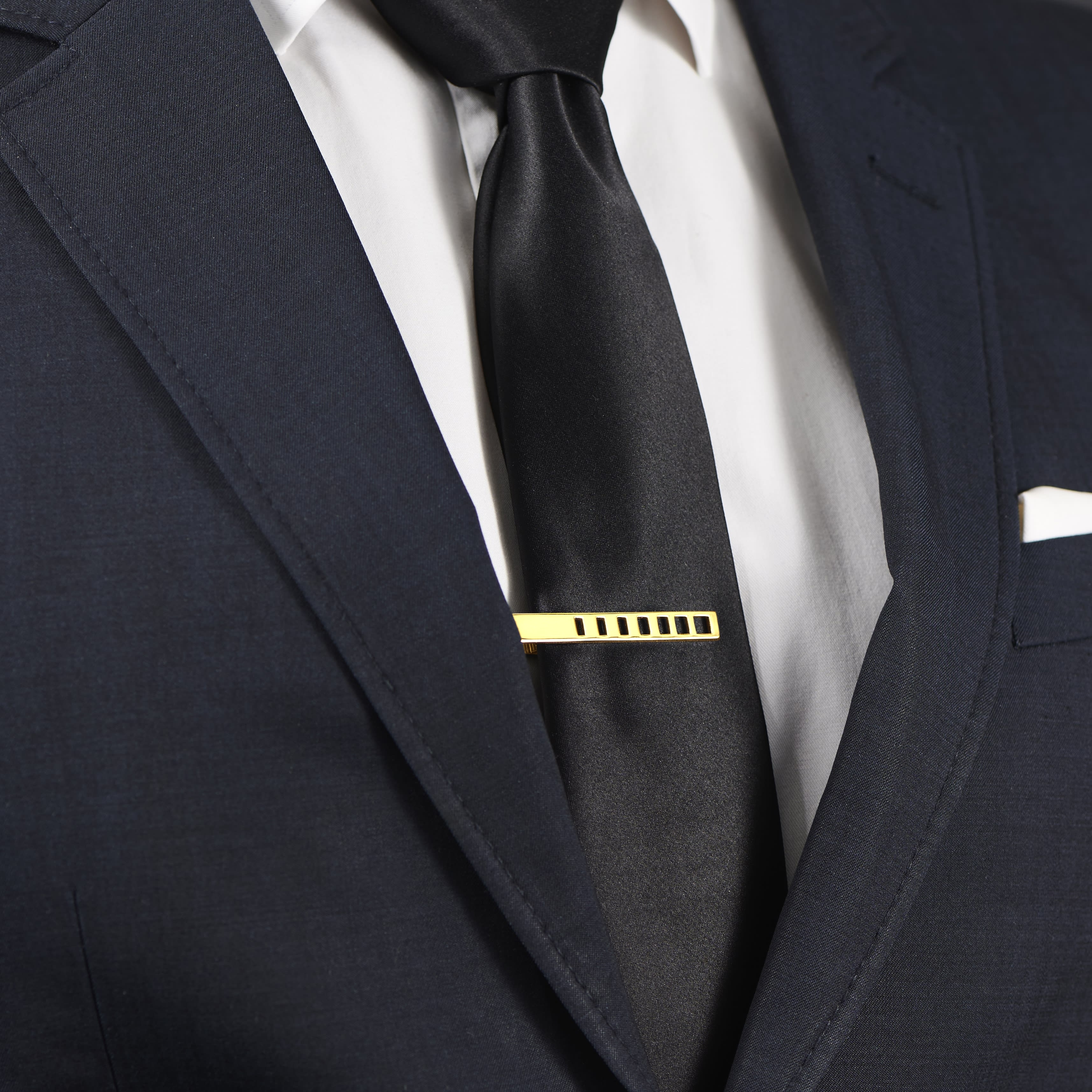 Gold 925s Graduated Notch Tie Clip - 4