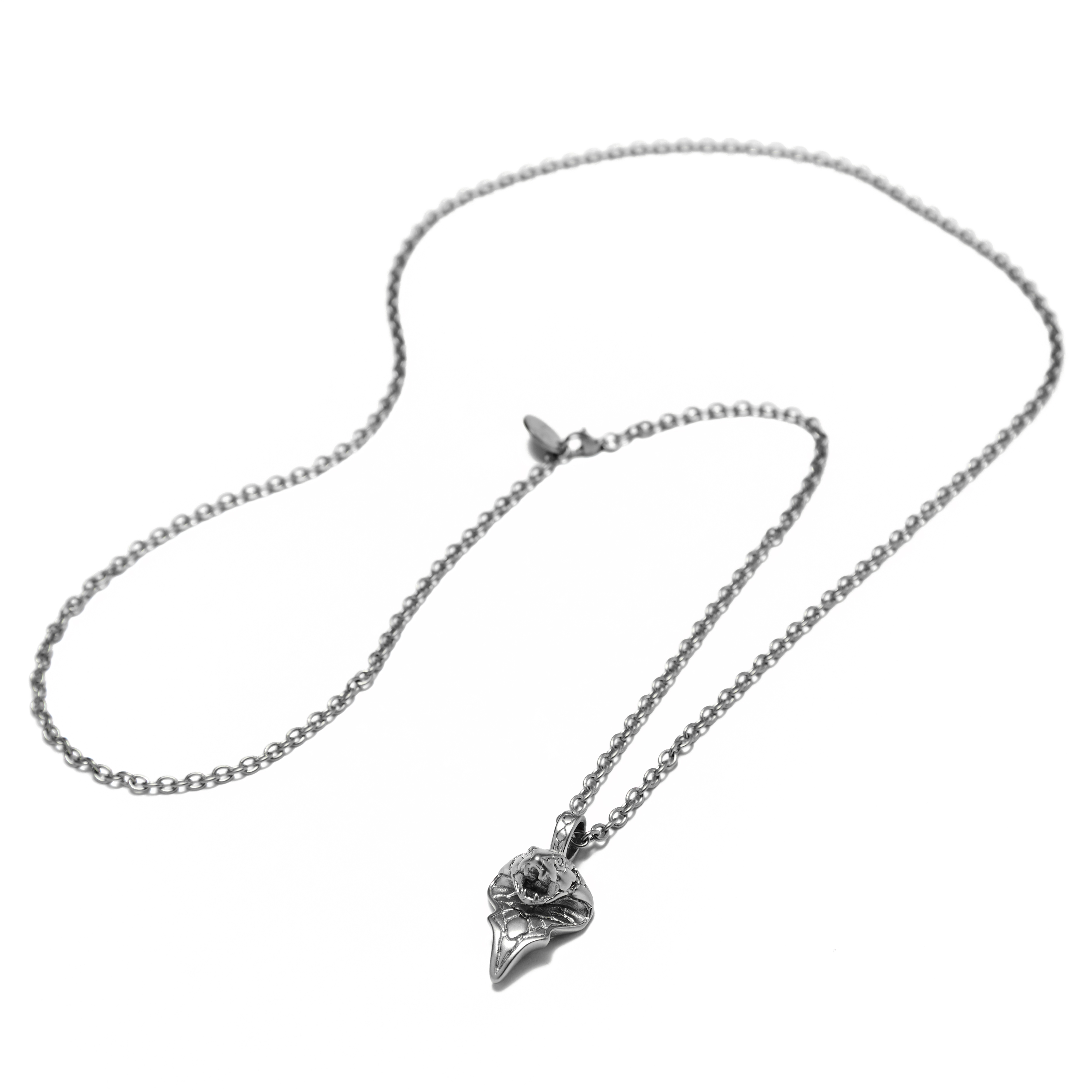 Silver-Tone Stainless Steel Cobra Head Cable Chain Necklace - 3