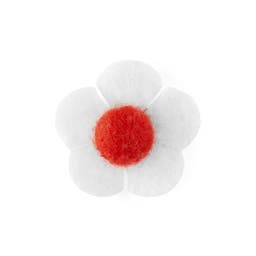 Spilla a forma di fiore bianco e rosso