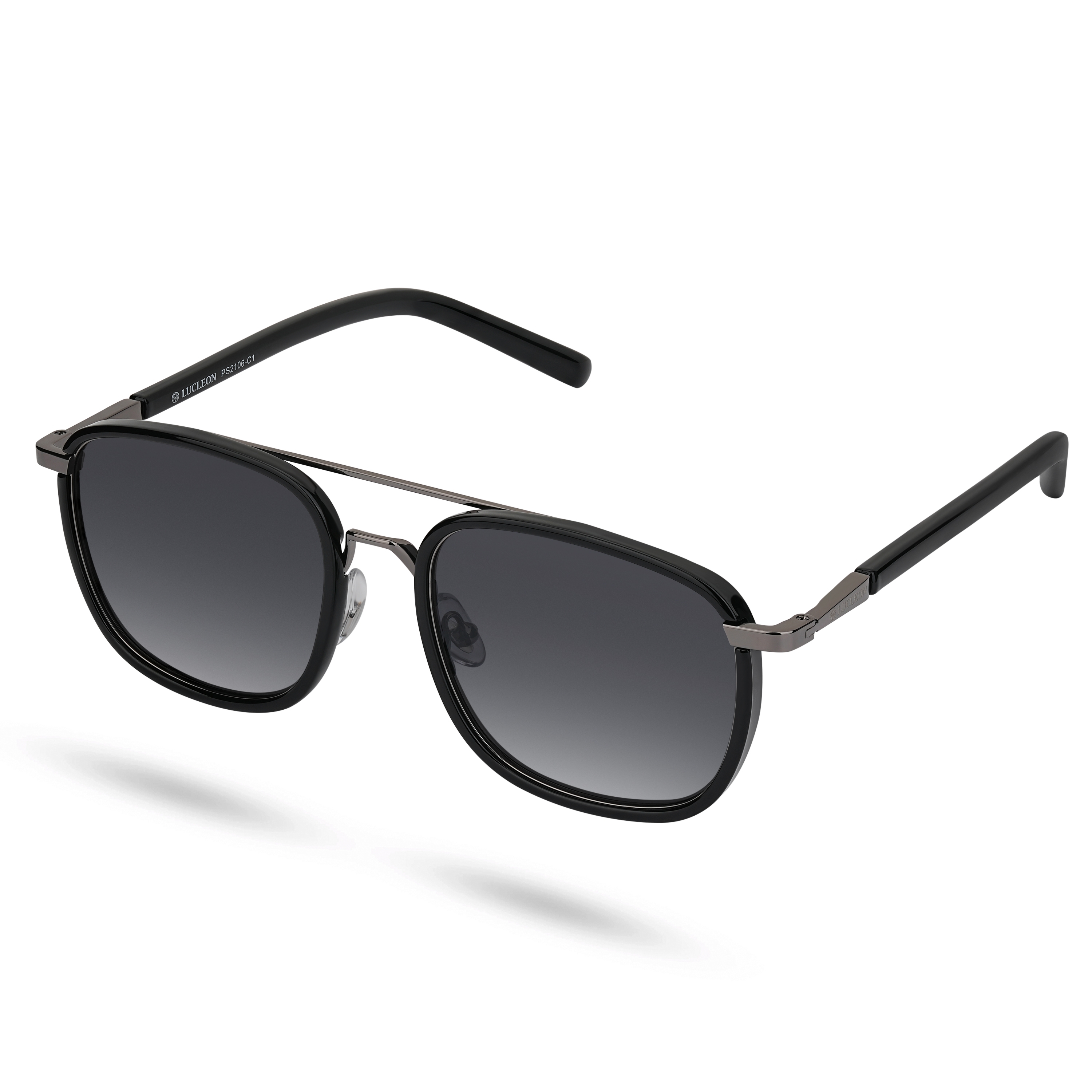 Černé polarizační sluneční brýle s dvojitým nosníkem - 2