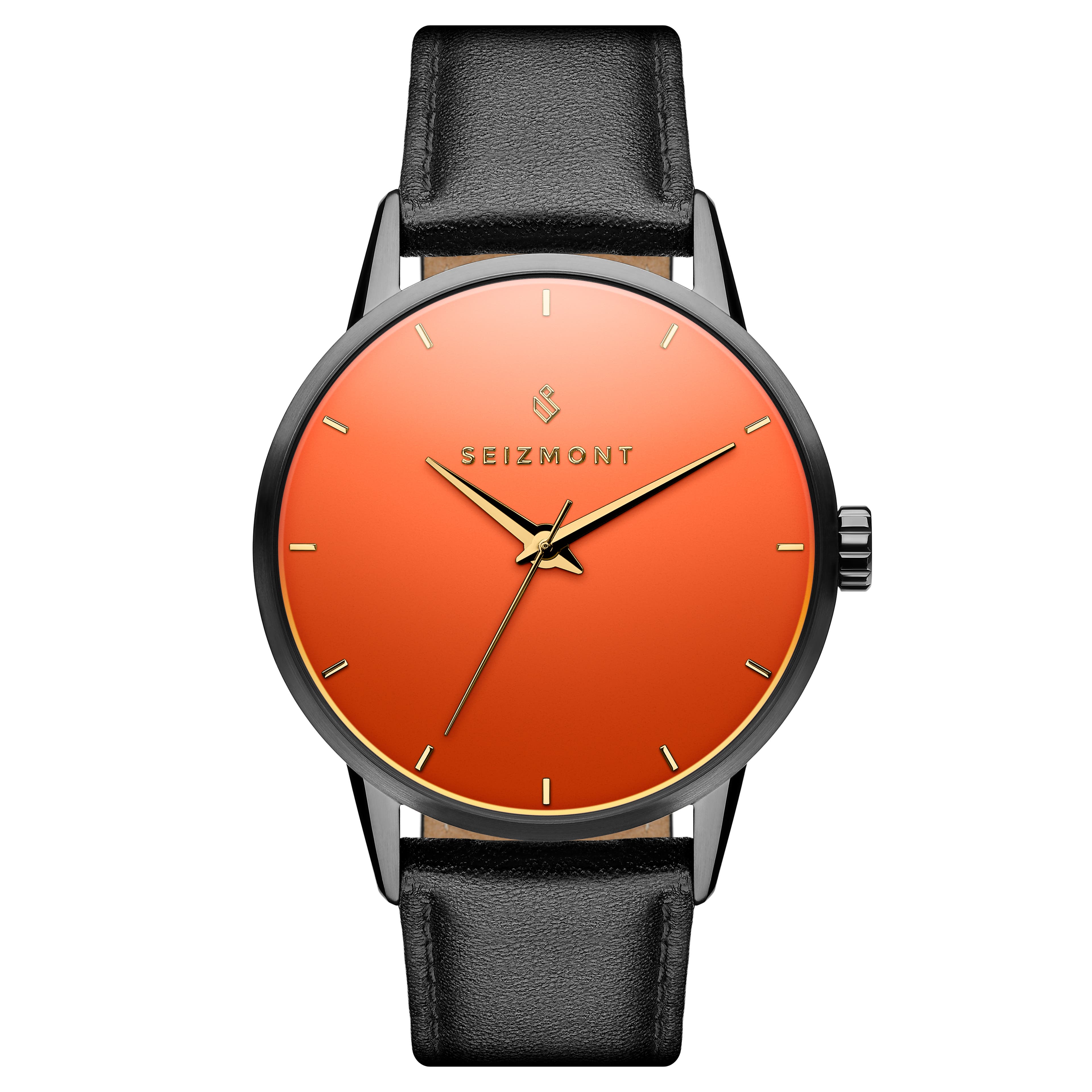 Onknown | Red Tinted Mirror Glass Leather Watch