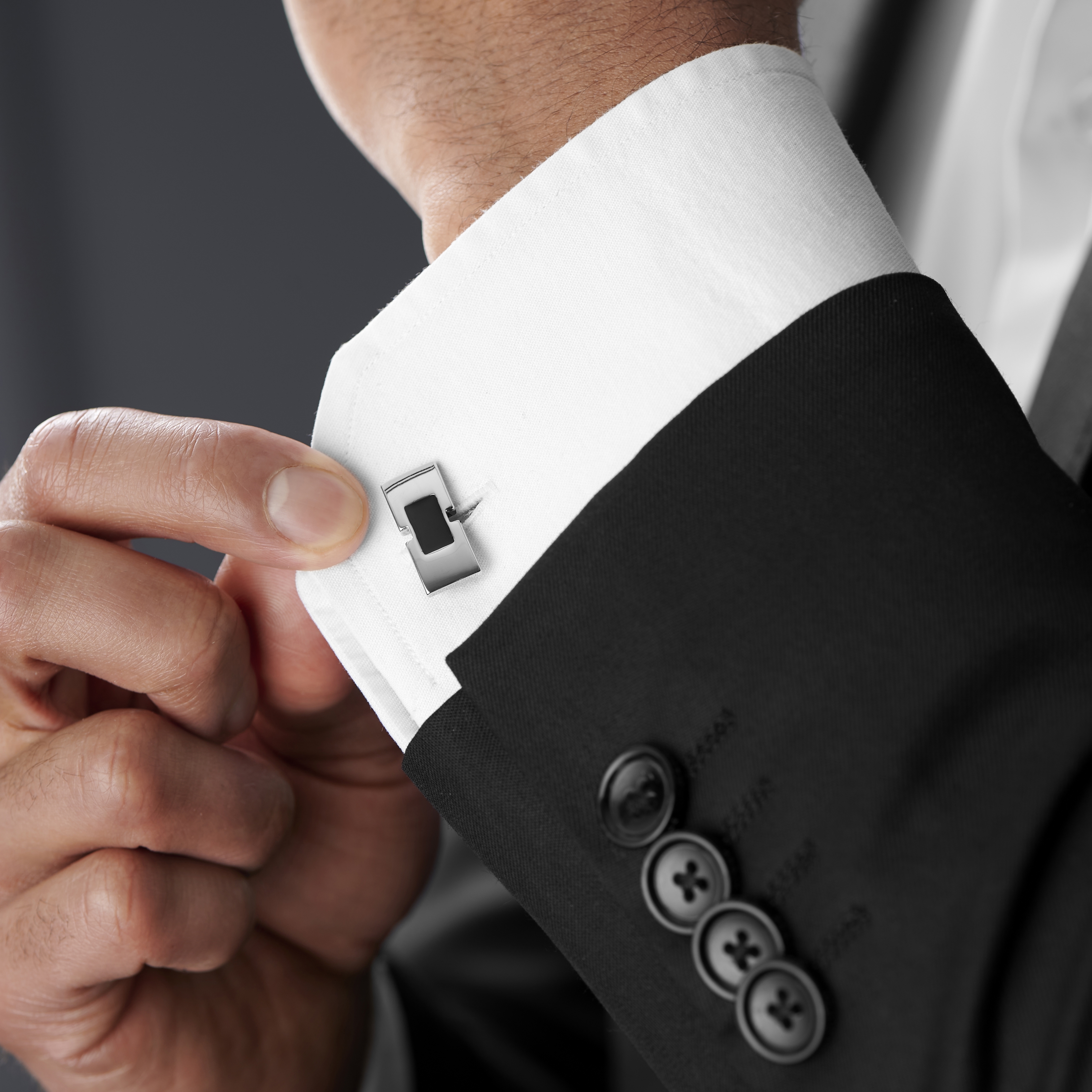 Sølvbelagt og Svart Mansjettknapper - 4