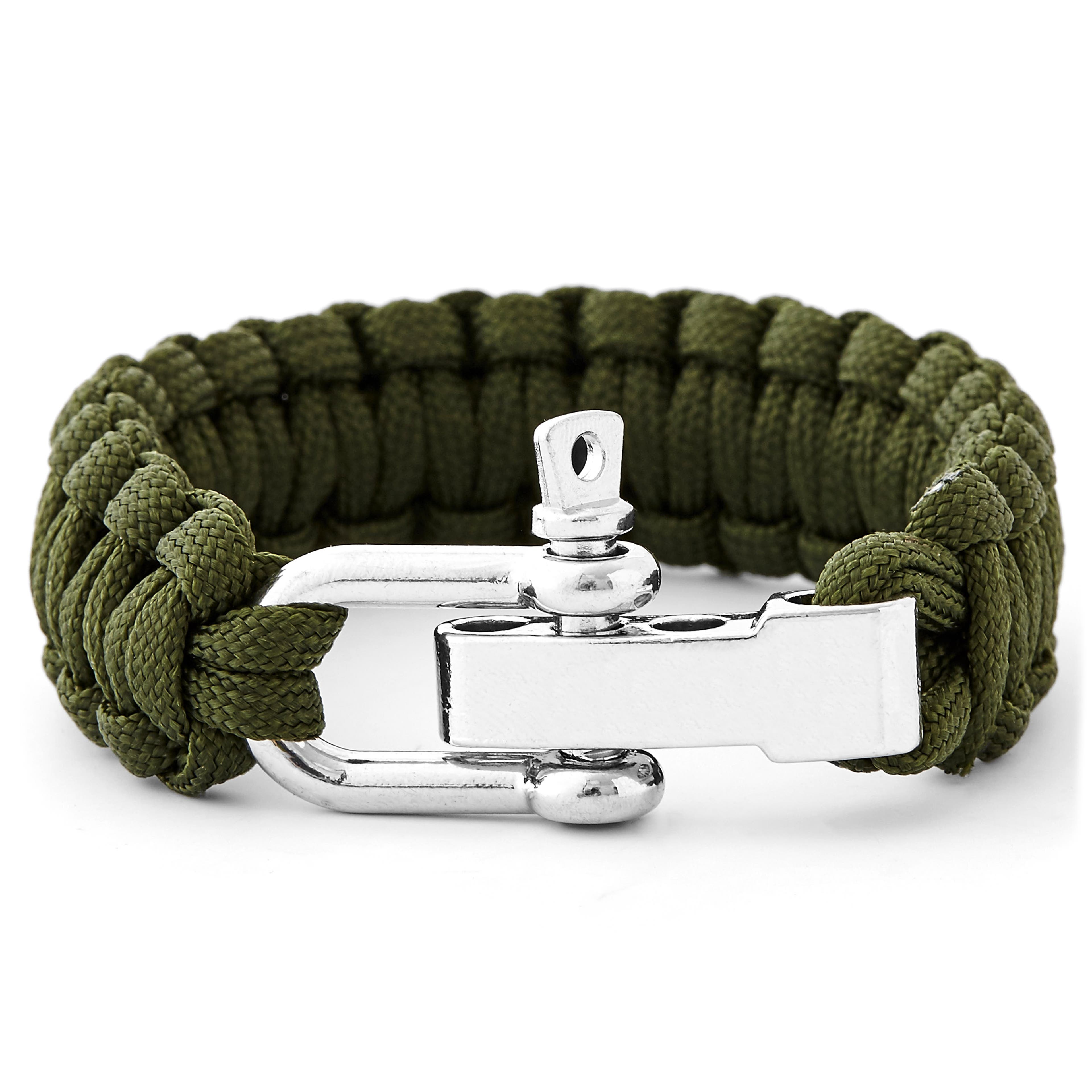 Necklush Paracord Bracelet / Camo Green / Brass Hook / Unisex Men's Wo